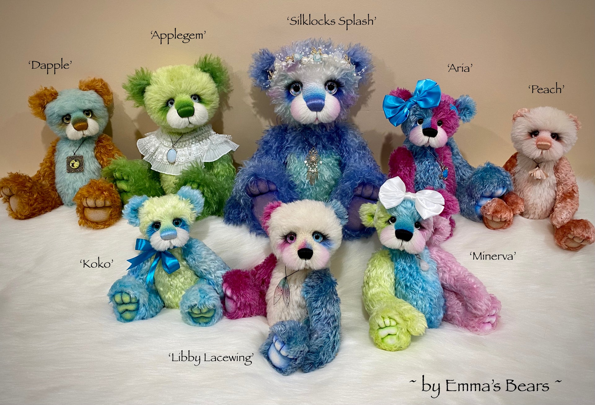 Dapple - 14" Hand-dyed alpaca and kid mohair artist bear by Emma's Bears - OOAK