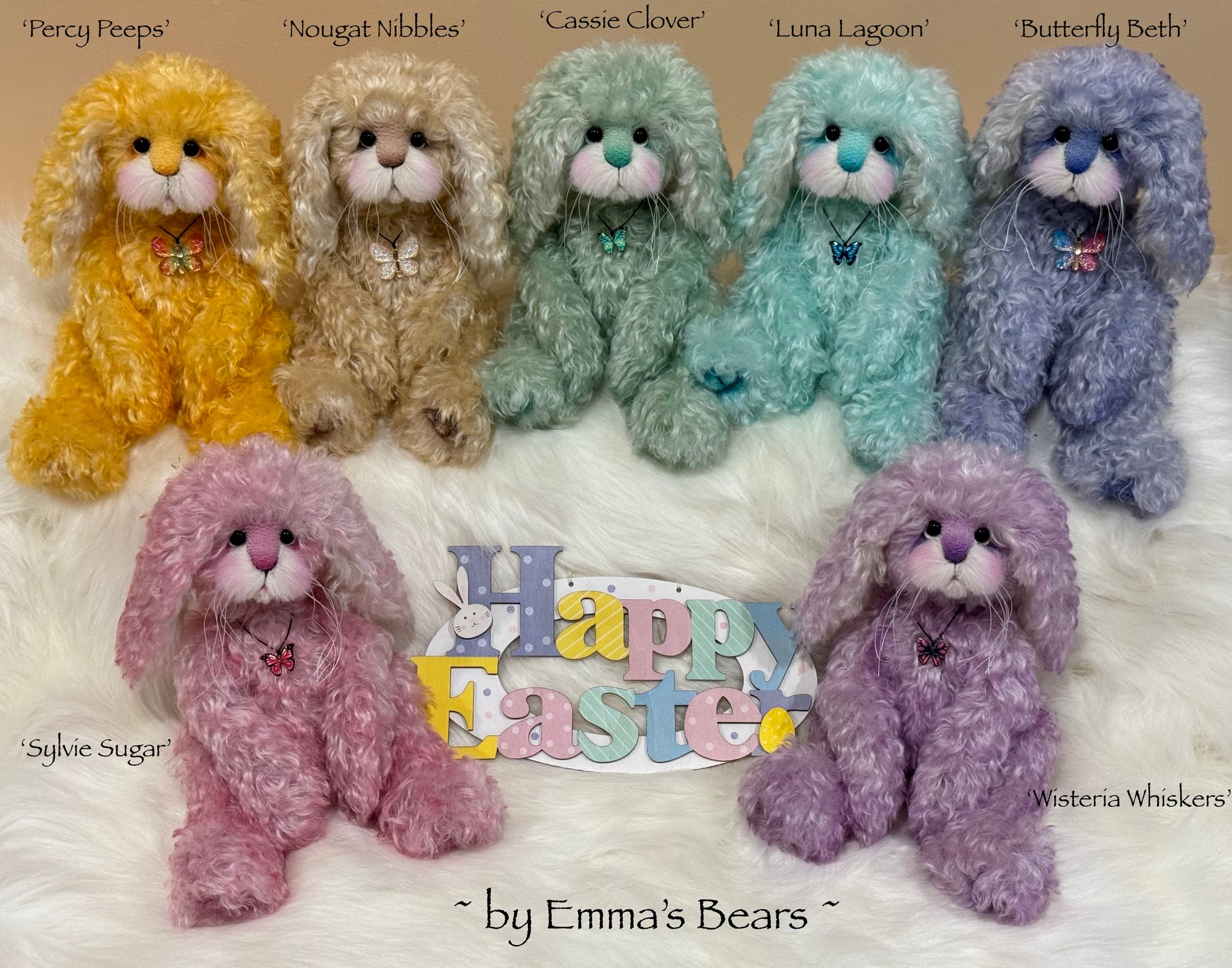 Wisteria Whiskers - 12" Hand-Dyed Kid Mohair EASTER Bunny by Emma's Bears - OOAK