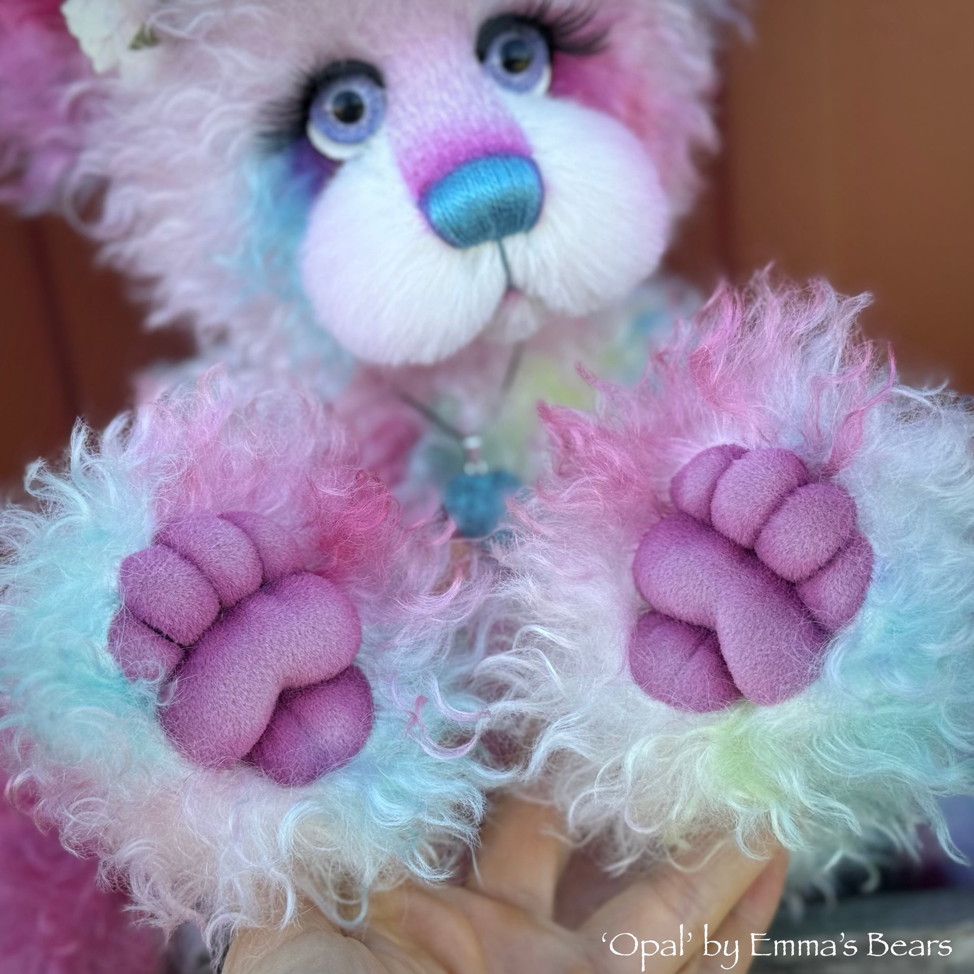 Opal - 16" Hand-dyed Curlylocks Mohair Artist Bear by Emma's Bears - OOAK