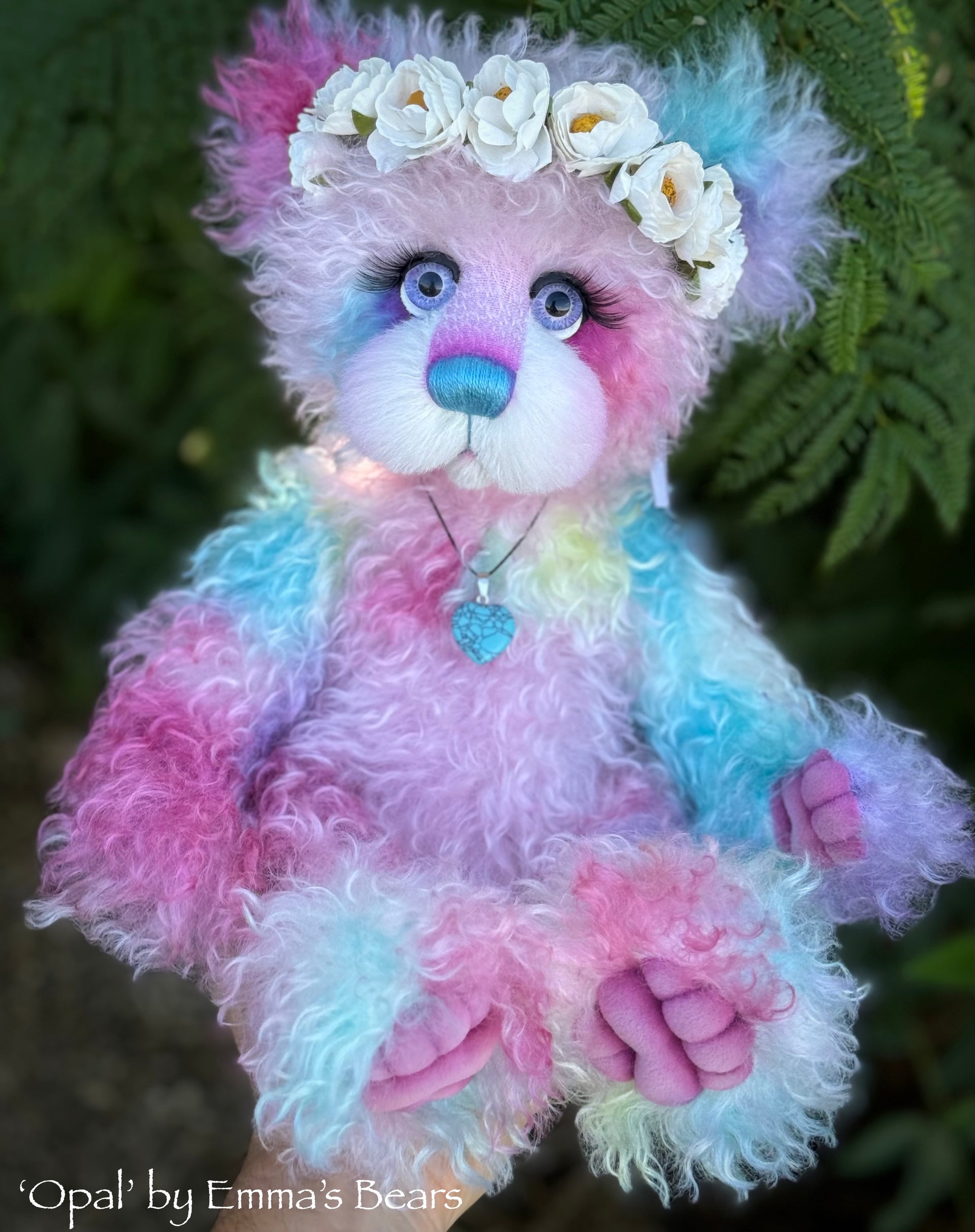 Opal - 16" Hand-dyed Curlylocks Mohair Artist Bear by Emma's Bears - OOAK