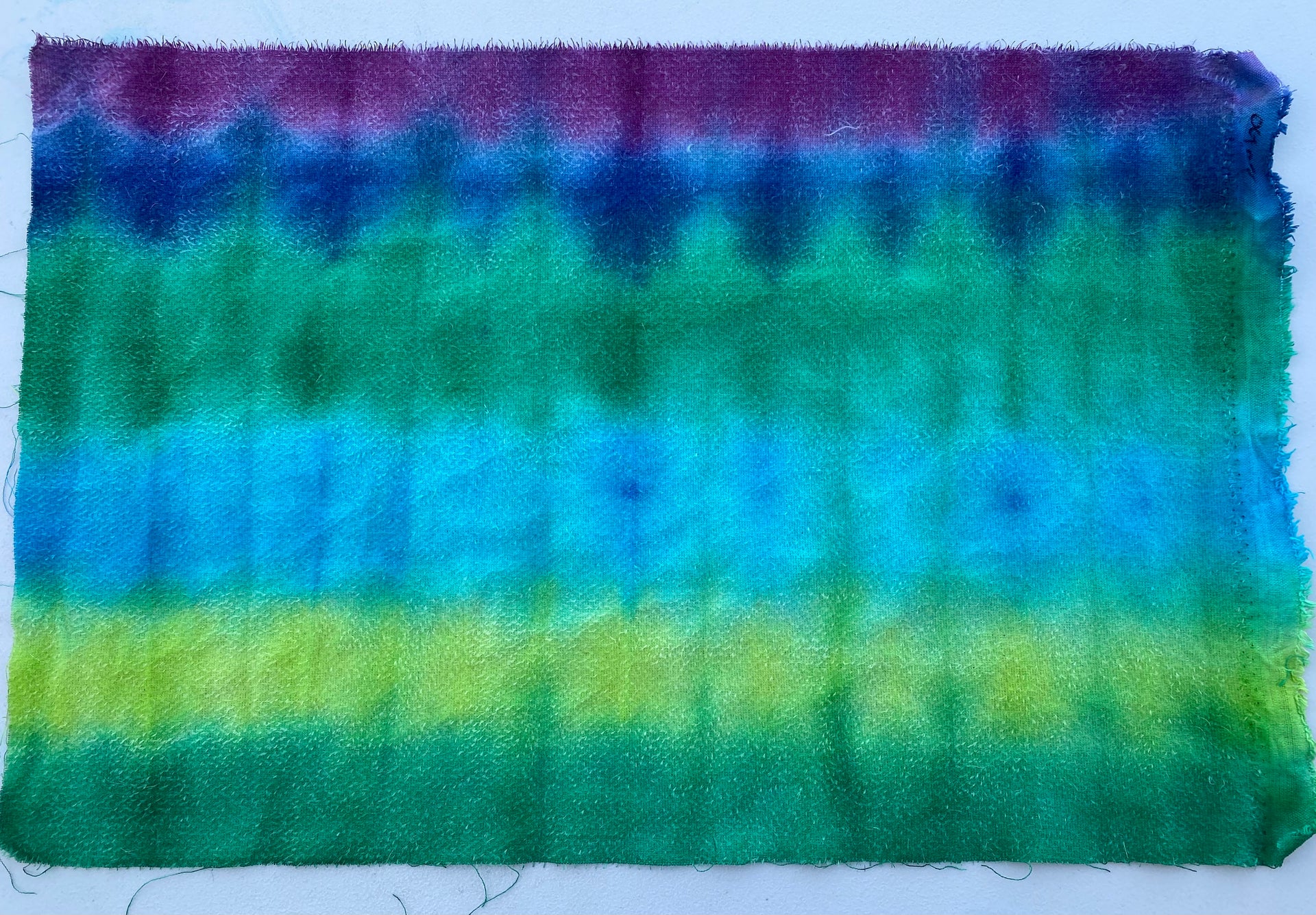 Cropped 3mm Super Sparse Mohair - Hand Dyed Deep Forest Tiedye - Fat 1/4m - OCT033