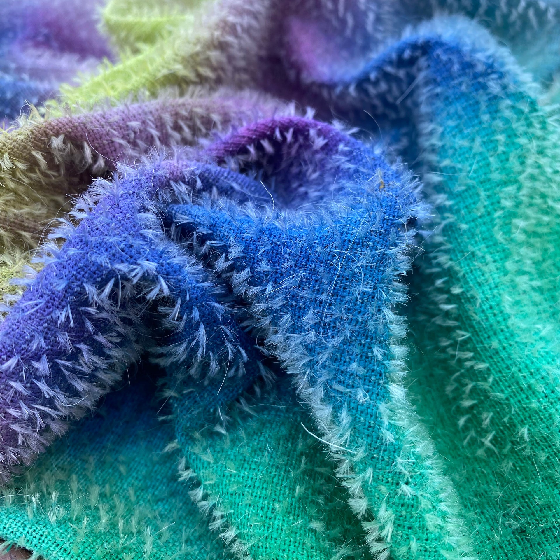 Cropped 3mm Super Sparse Mohair - Hand Dyed Last Light Tiedye - Fat 1/4m - OCT035