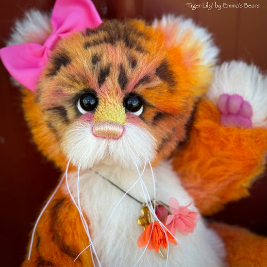 Tiger Lily - 12" Hand-dyed alpaca artist Tiger Teddy by Emma's Bears - OOAK