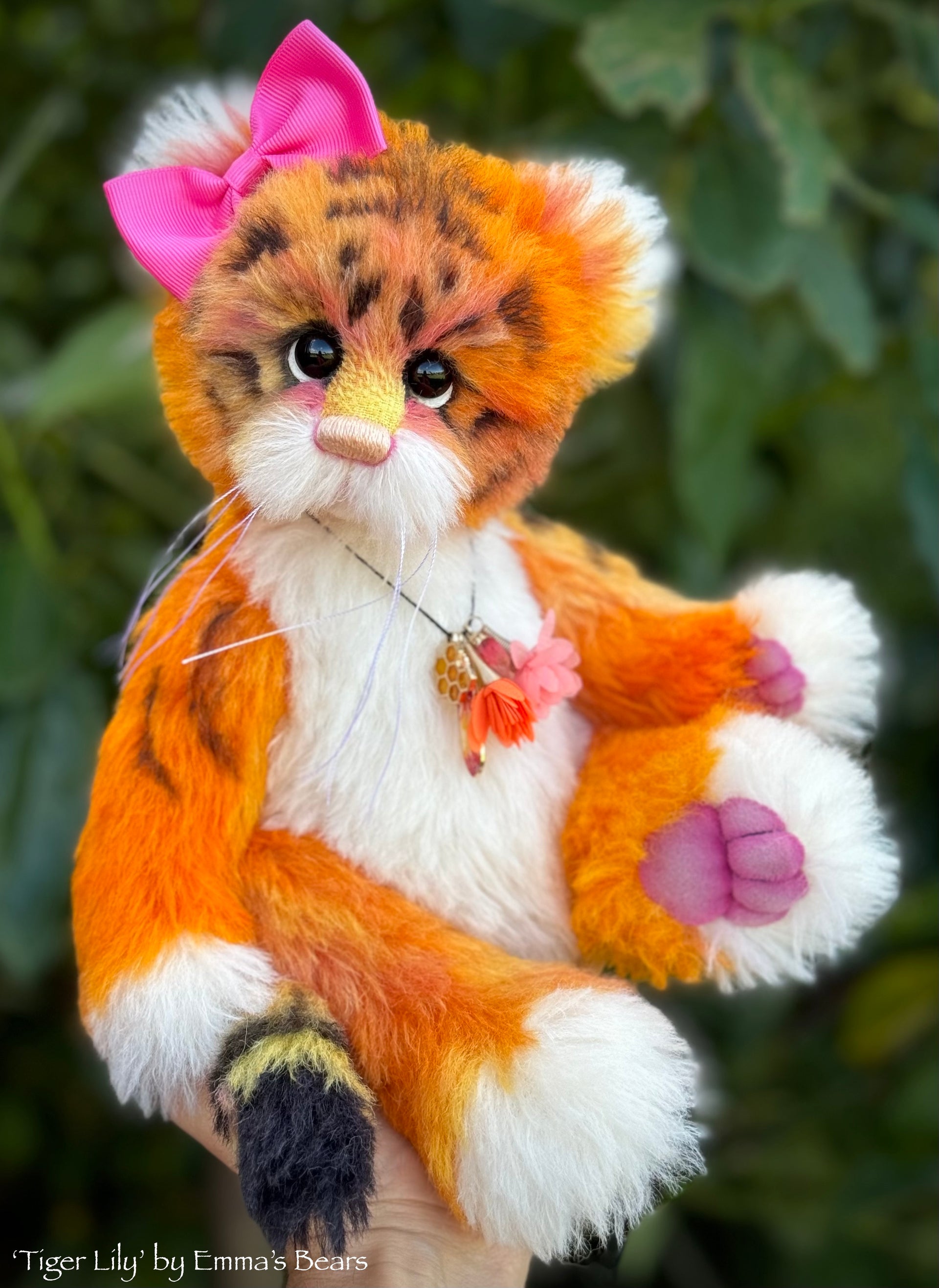 Tiger Lily - 12" Hand-dyed alpaca artist Tiger Teddy by Emma's Bears - OOAK