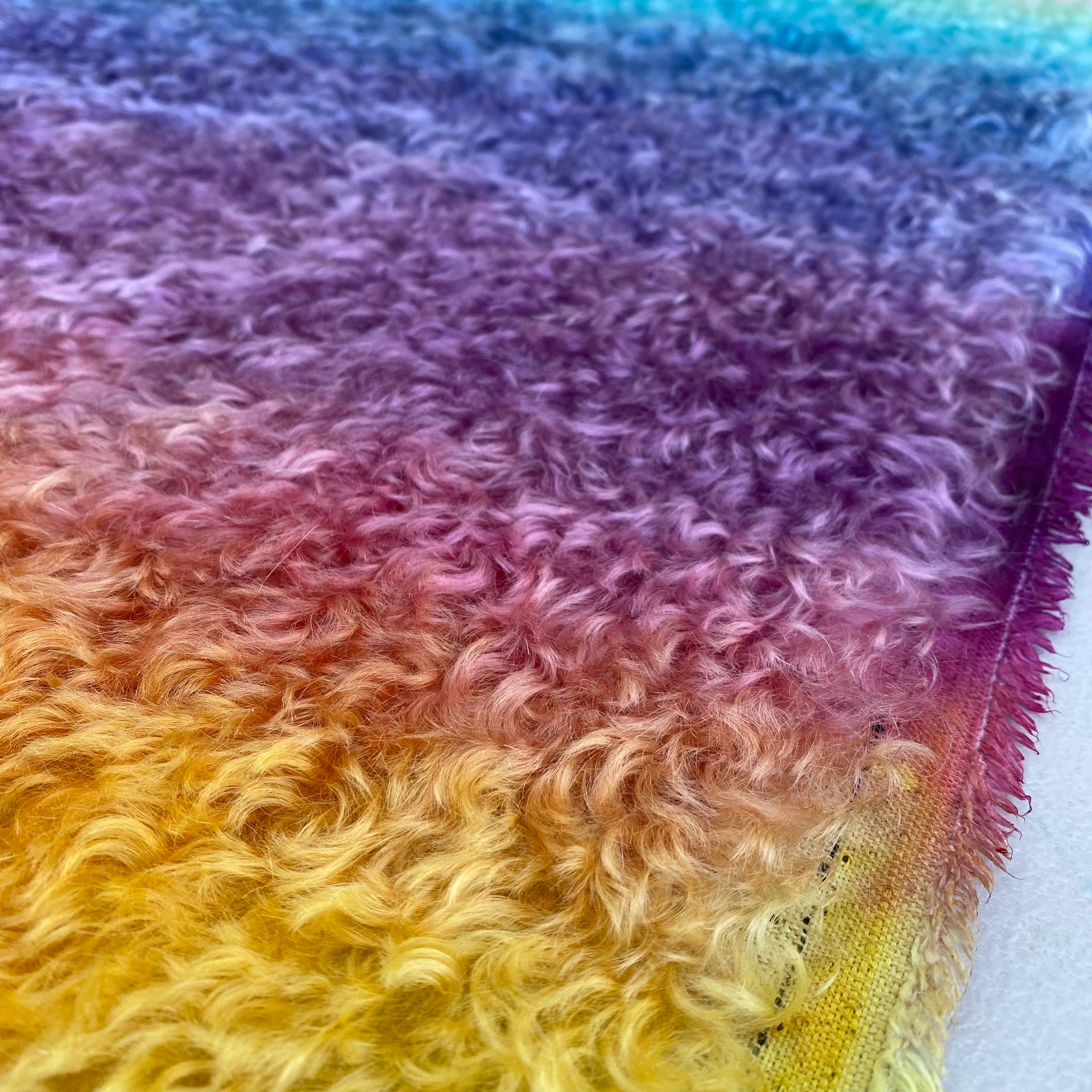Curly Kid Mohair - Hand Dyed Sunset Horizon - Fat 1/4m - OCT055