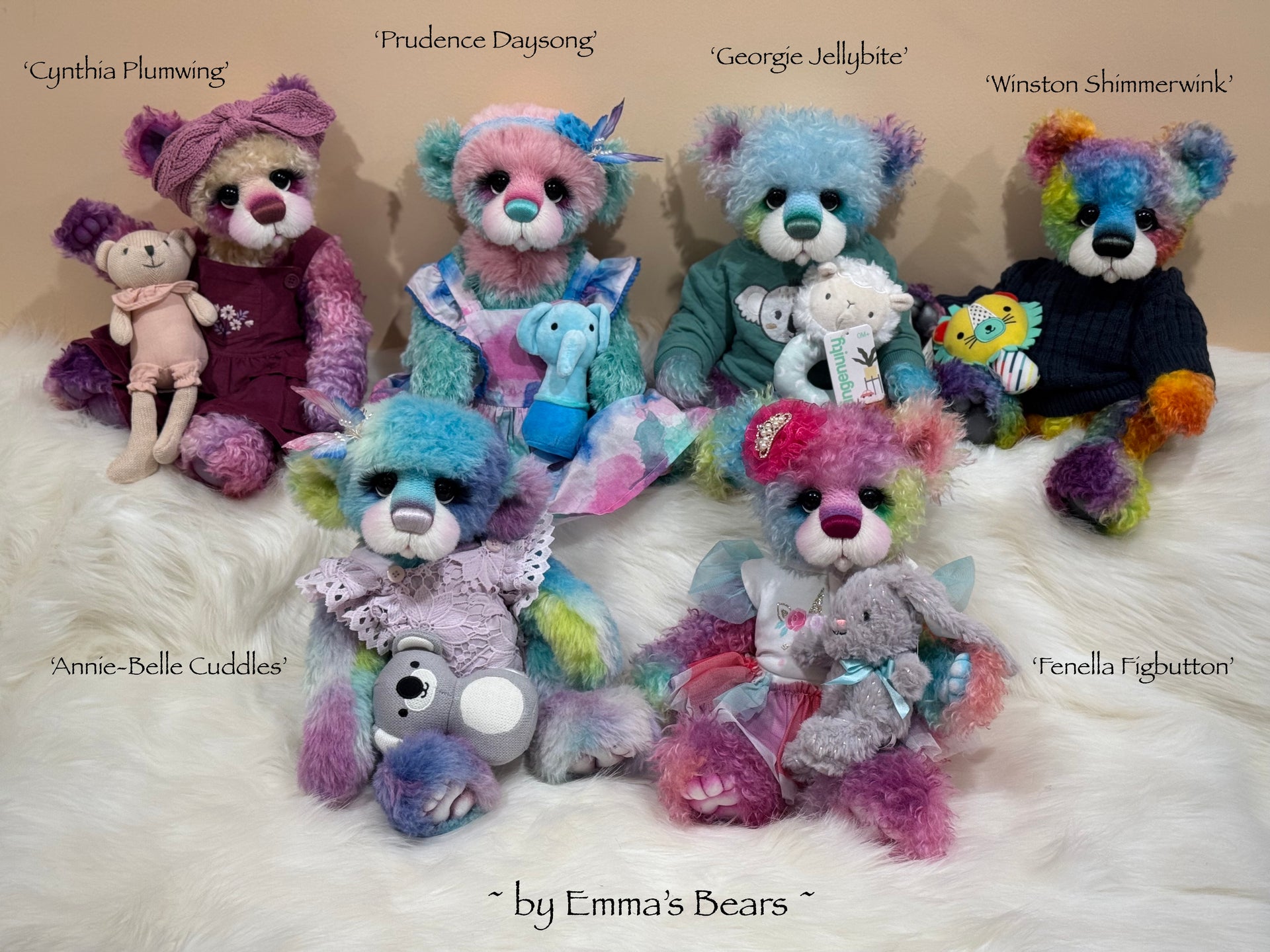 Annie-Belle Cuddles - 17" Hand-dyed Alpaca Artist Bear by Emma's Bears - OOAK