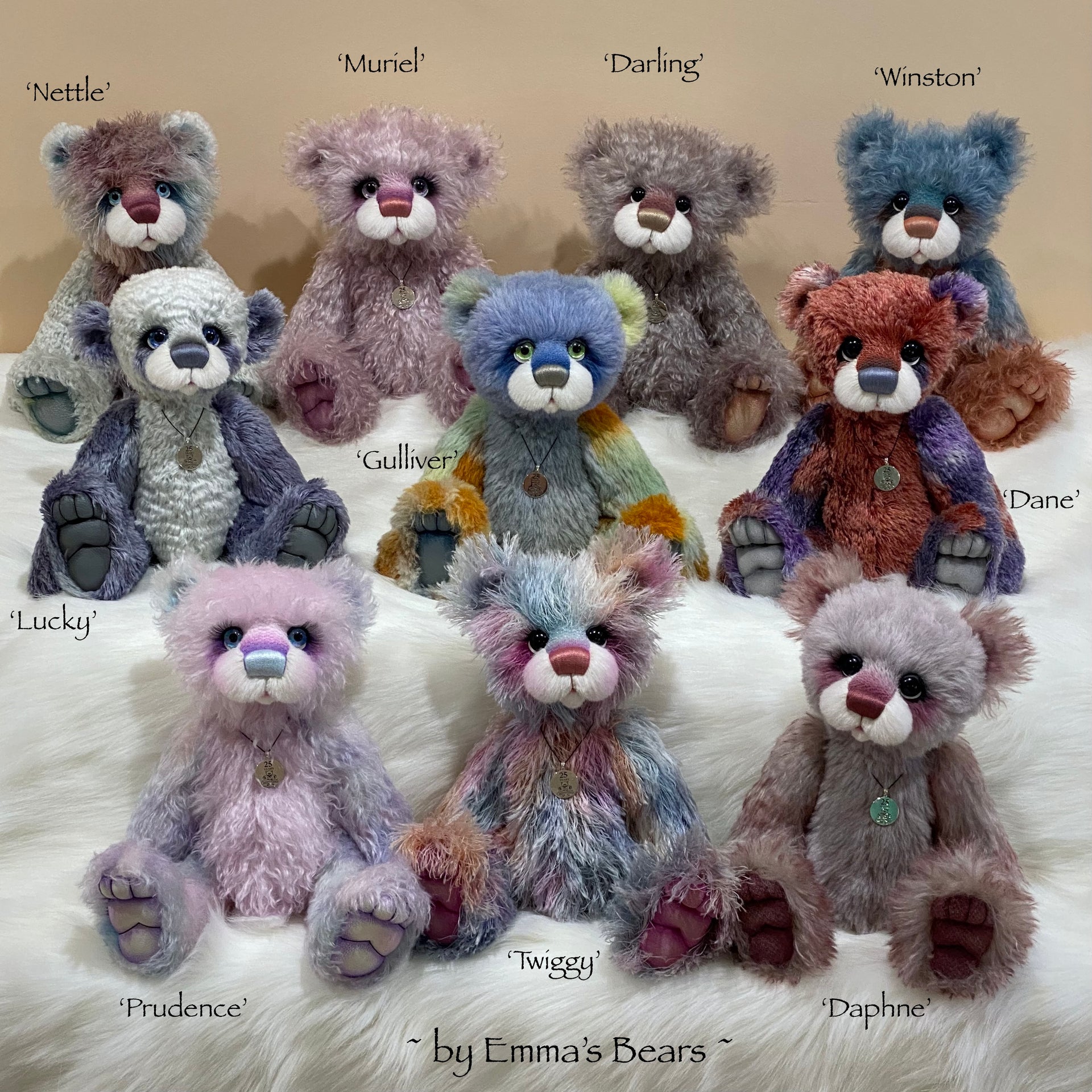 Daphne - 16" SPECIAL 25th Anniversary Collection Hand-dyed mohair Artist Bear by Emmas Bears - OOAK