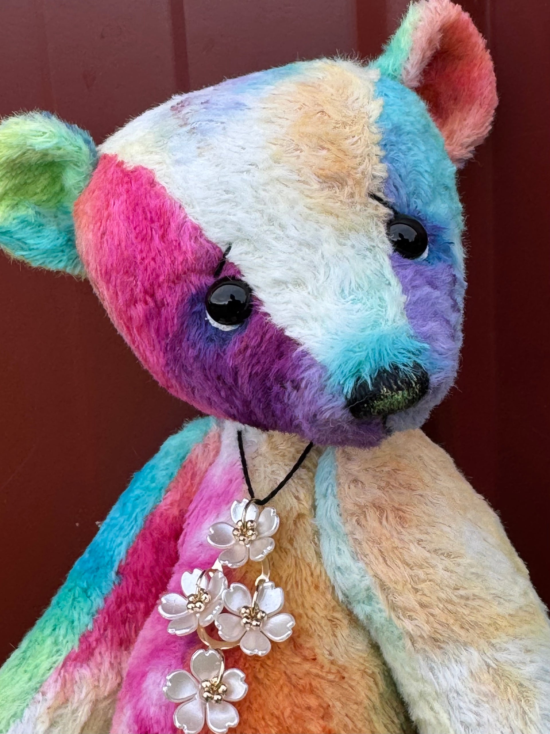 Motley - 10" Hand-dyed Rainbow Viscose artist bear by Emma's Bears - OOAK