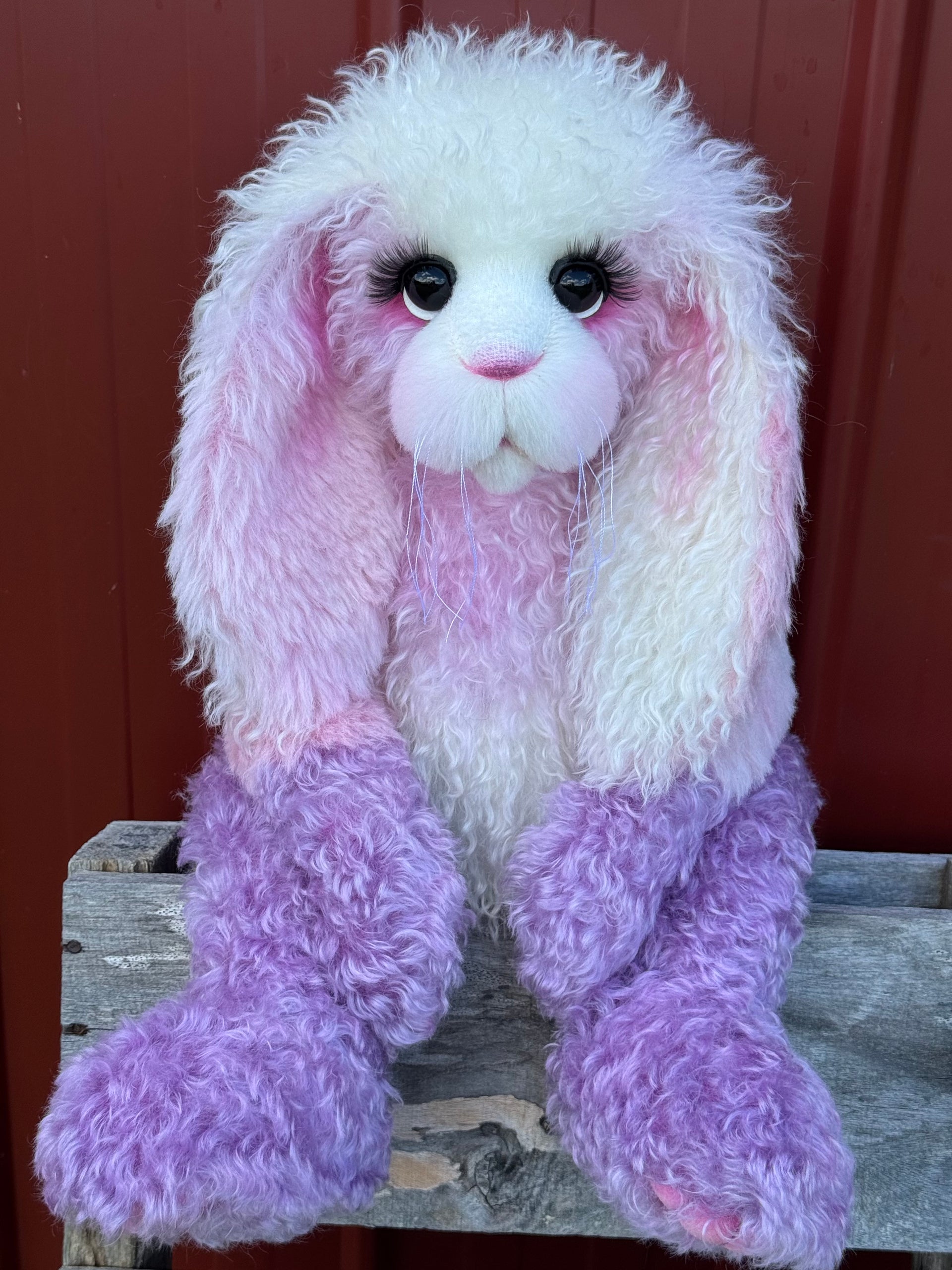 Marshmallow Sunday - 22" Pink and Lilac Mohair and Alpaca Easter Artist Bunny by Emma's Bears - OOAK