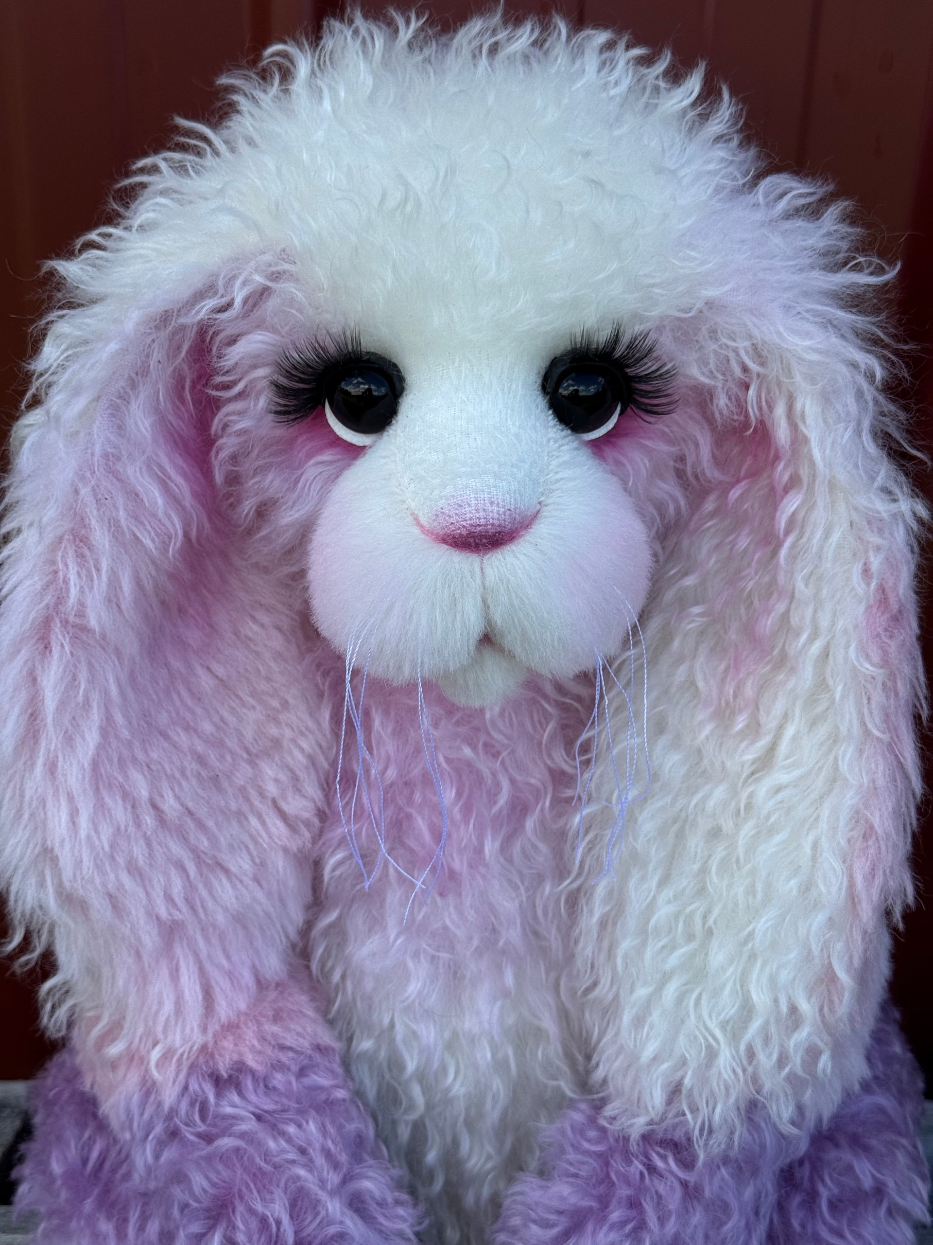 Marshmallow Sunday - 22" Pink and Lilac Mohair and Alpaca Easter Artist Bunny by Emma's Bears - OOAK