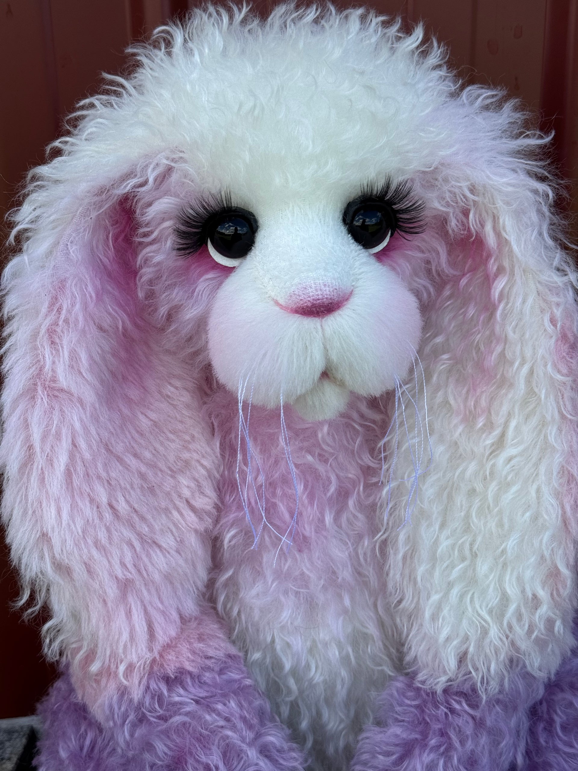 Marshmallow Sunday - 22" Pink and Lilac Mohair and Alpaca Easter Artist Bunny by Emma's Bears - OOAK