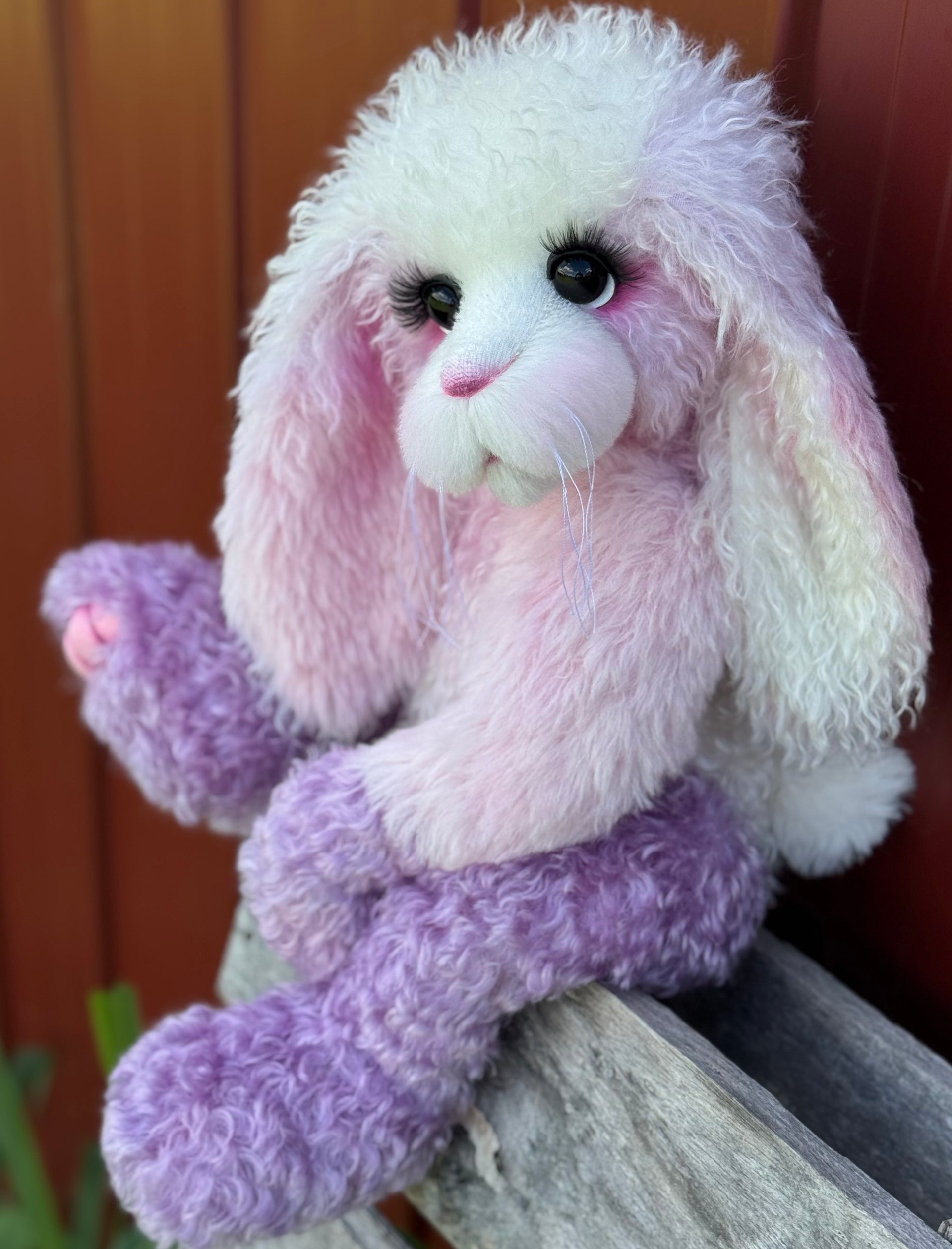 Marshmallow Sunday - 22" Pink and Lilac Mohair and Alpaca Easter Artist Bunny by Emma's Bears - OOAK