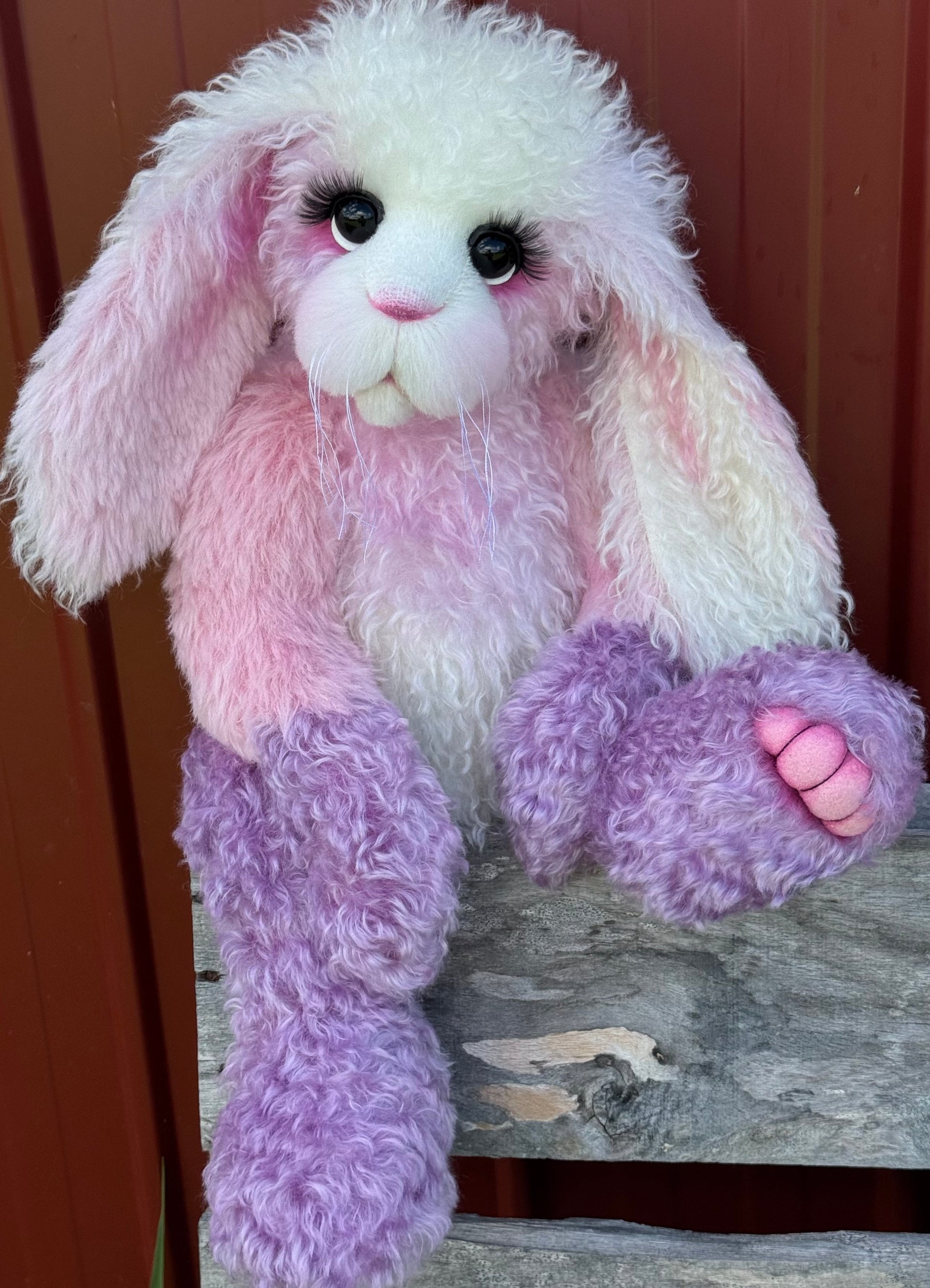 Marshmallow Sunday - 22" Pink and Lilac Mohair and Alpaca Easter Artist Bunny by Emma's Bears - OOAK