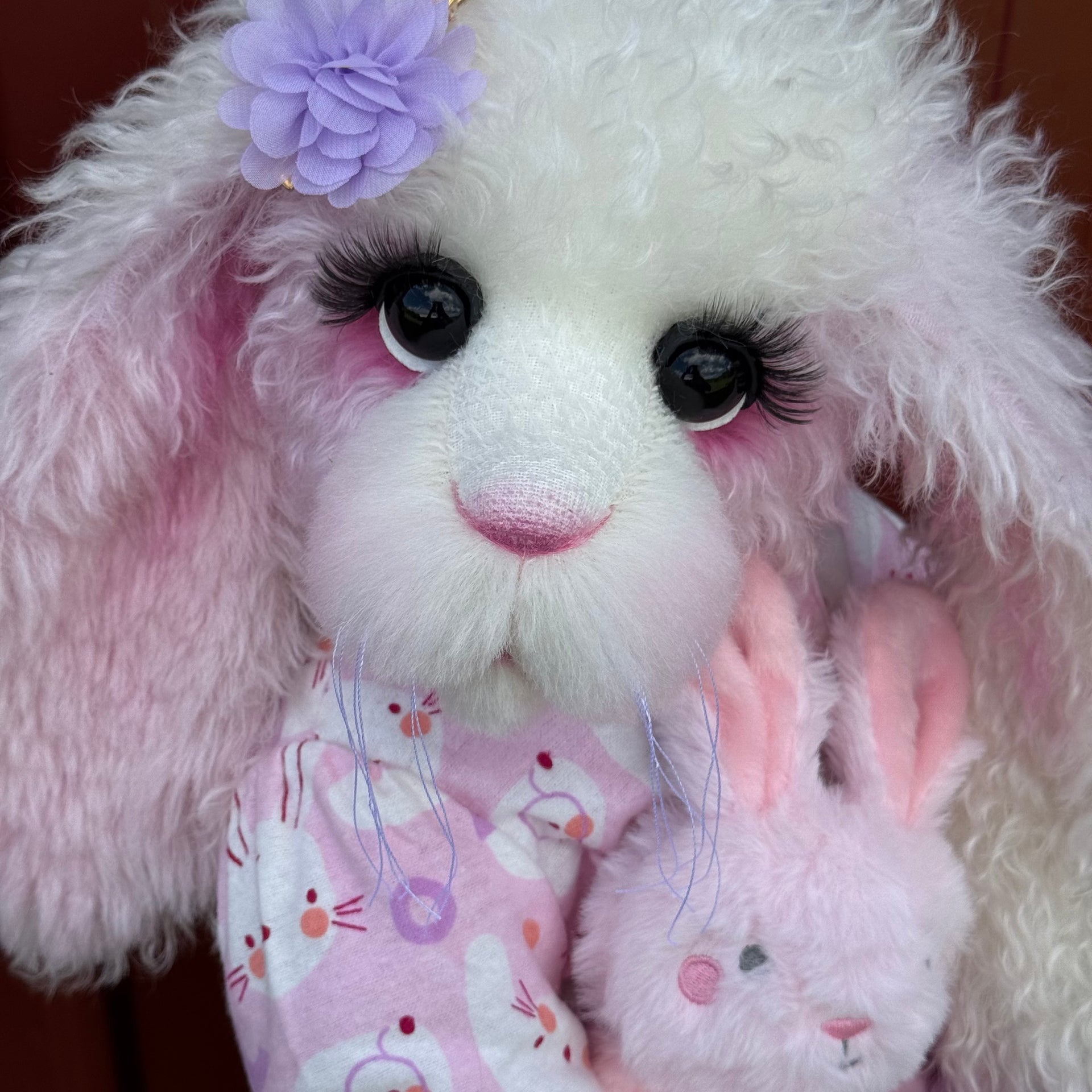 Marshmallow Sunday - 22" Pink and Lilac Mohair and Alpaca Easter Artist Bunny by Emma's Bears - OOAK