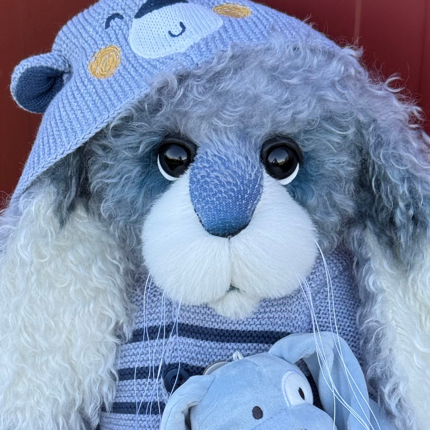 Cottontail Peep - 22" Silvery Blue Mohair Easter Artist Bunny by Emma's Bears - OOAK