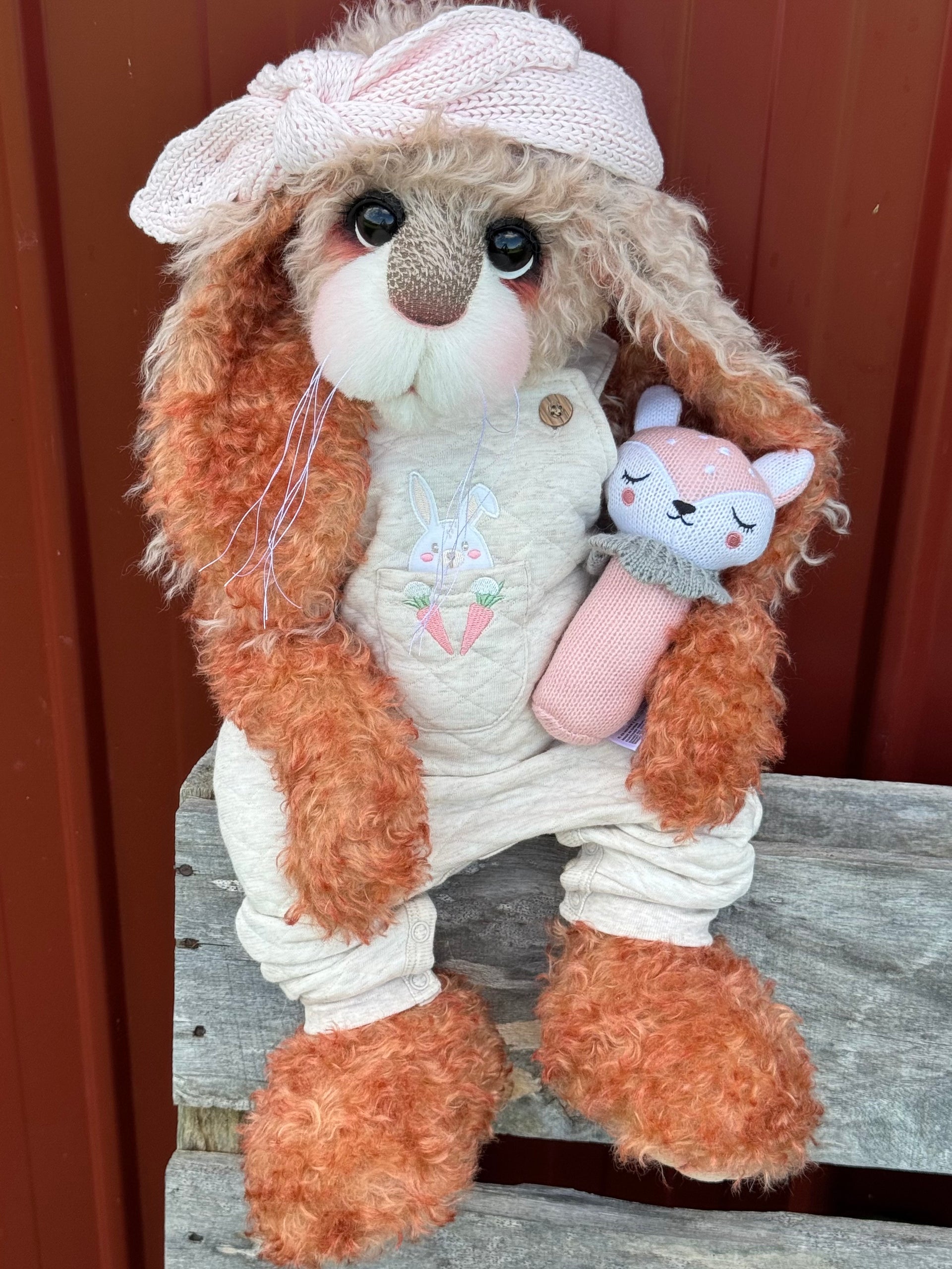 Blossom Daffodil - 22" Auburn and Beige Mohair Easter Artist Bunny by Emma's Bears - OOAK