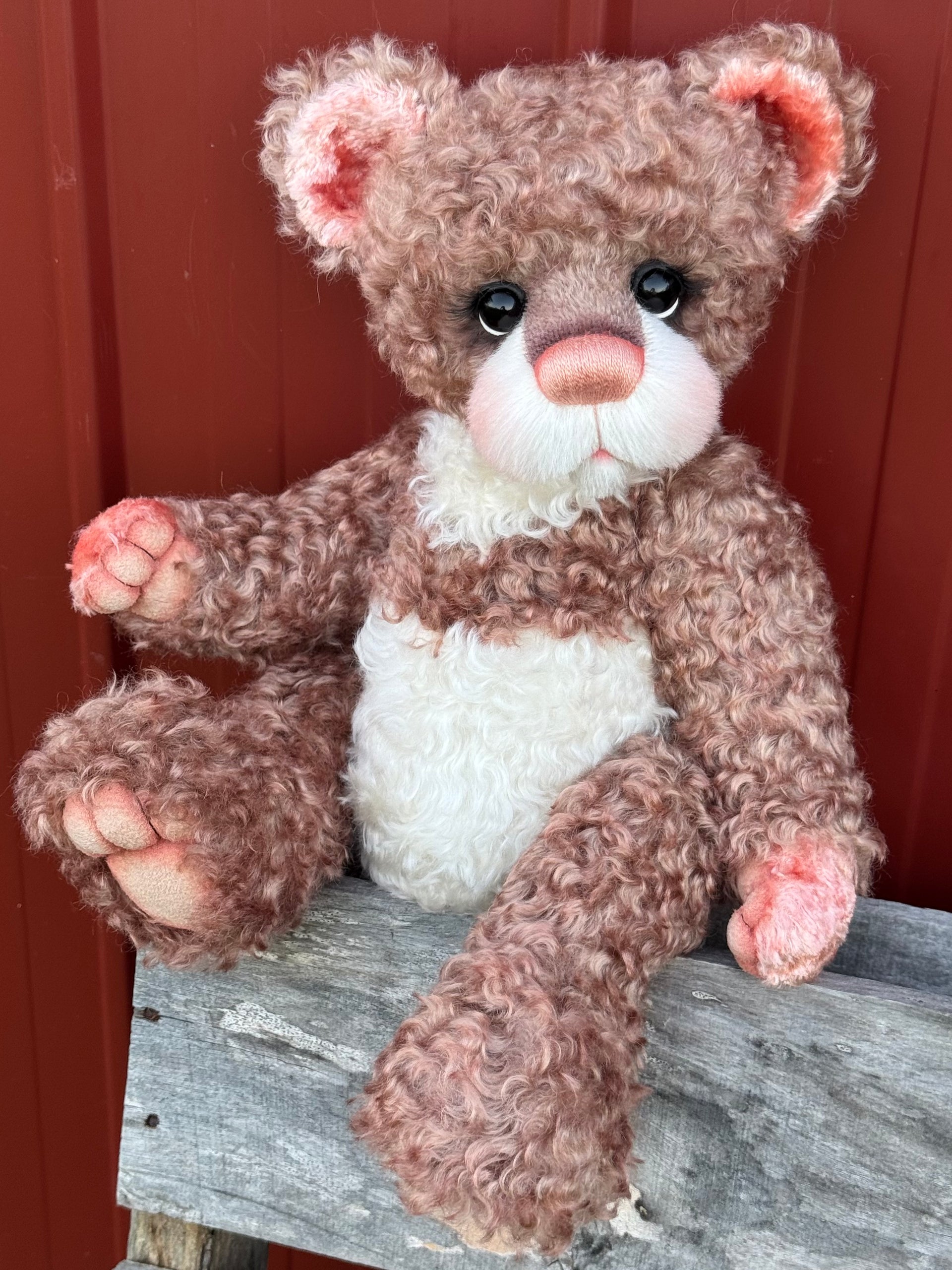 Daisy Nutmeg - 18" Chocolate and Peach Mohair EASTER Artist Bear by Emma's Bears - OOAK