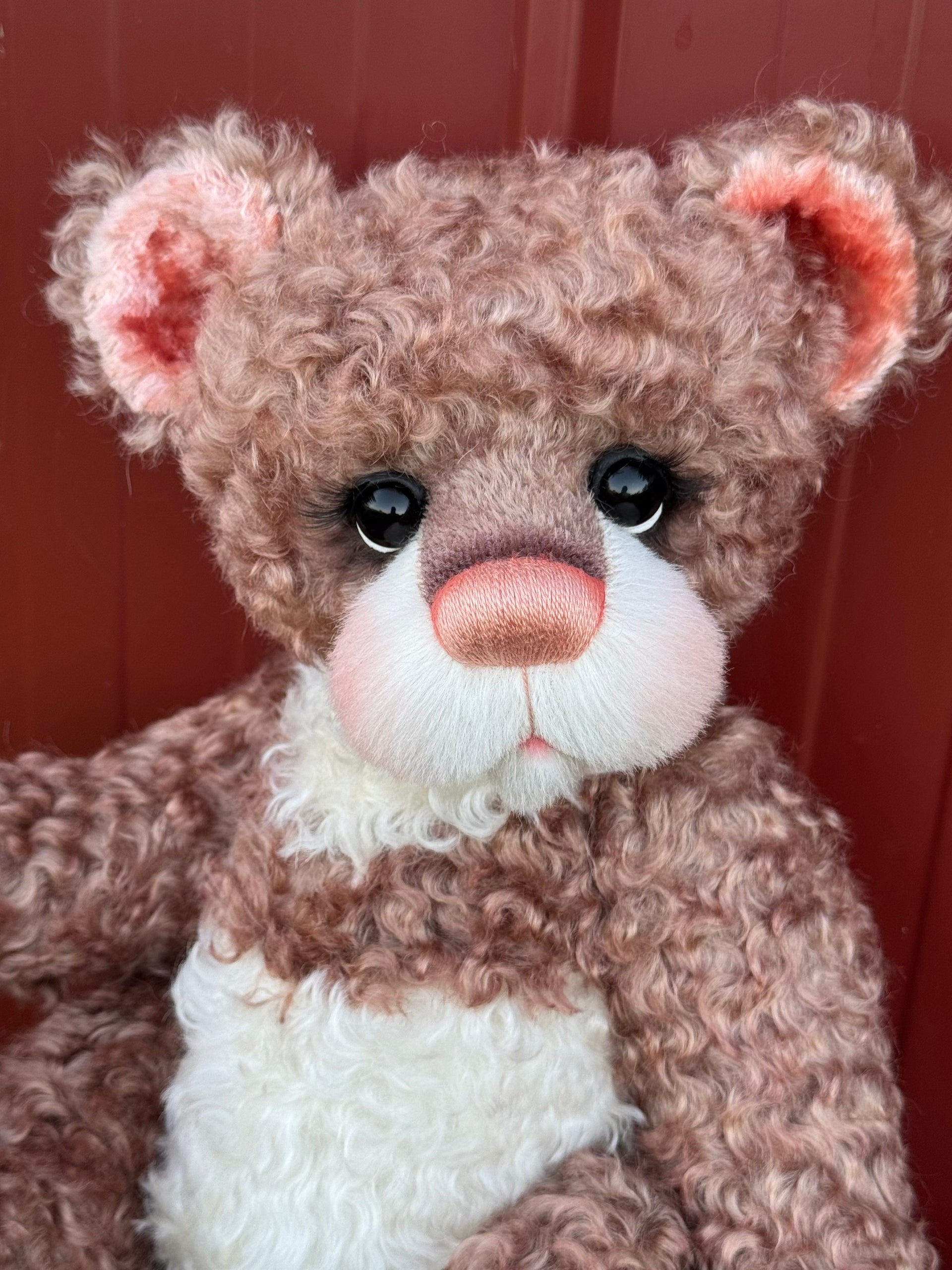 Daisy Nutmeg - 18" Chocolate and Peach Mohair EASTER Artist Bear by Emma's Bears - OOAK
