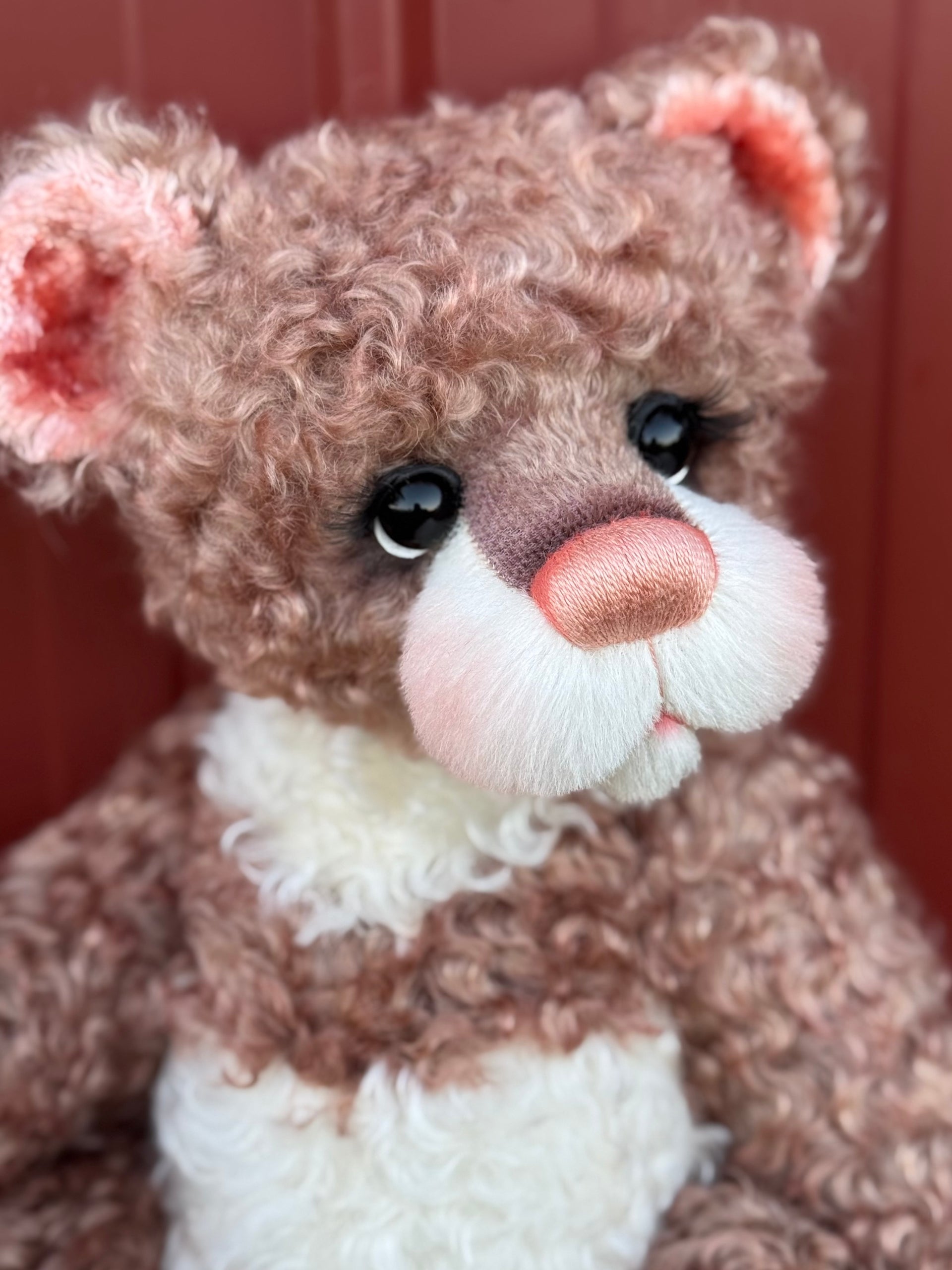 Daisy Nutmeg - 18" Chocolate and Peach Mohair EASTER Artist Bear by Emma's Bears - OOAK