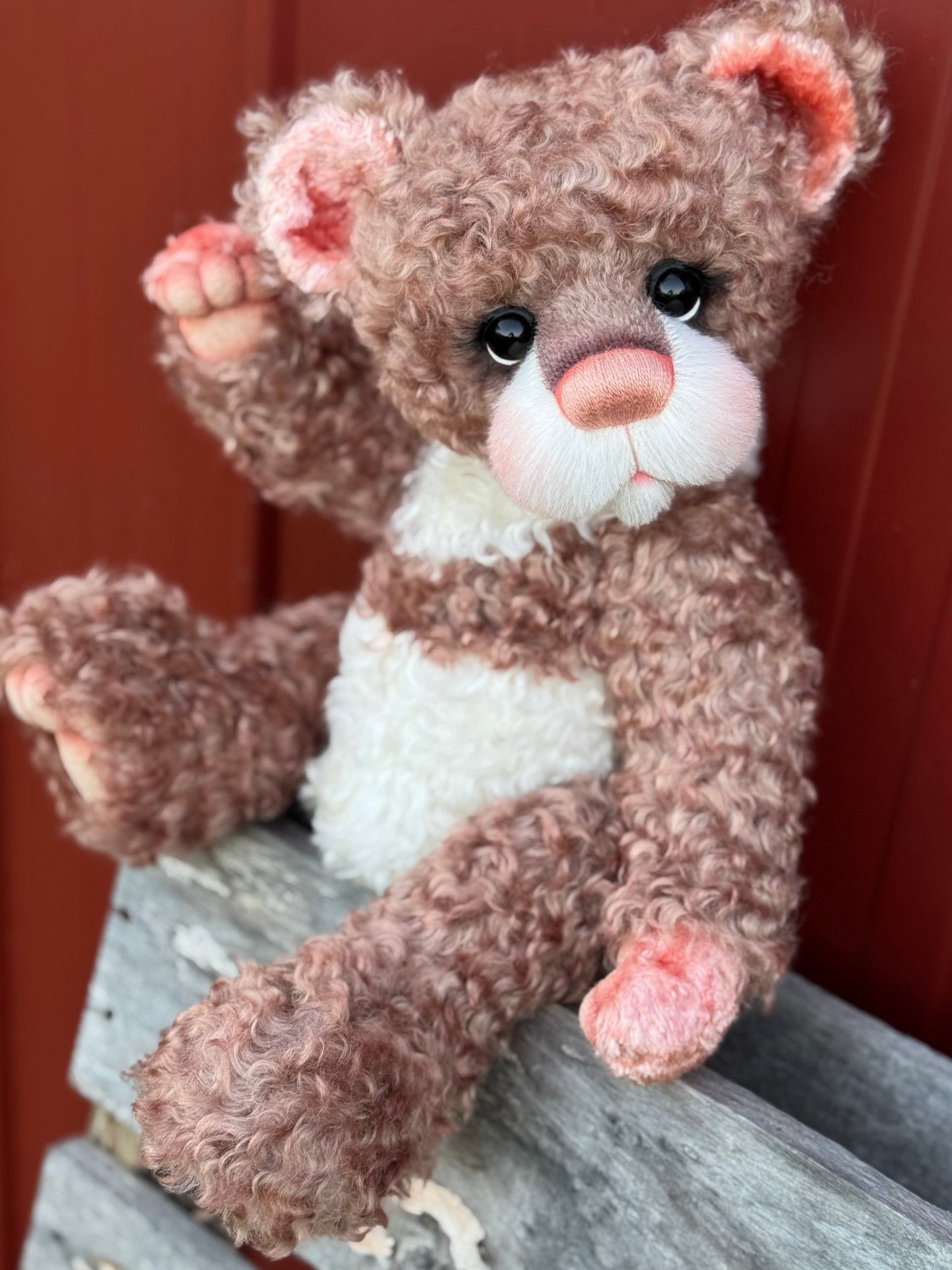 Daisy Nutmeg - 18" Chocolate and Peach Mohair EASTER Artist Bear by Emma's Bears - OOAK