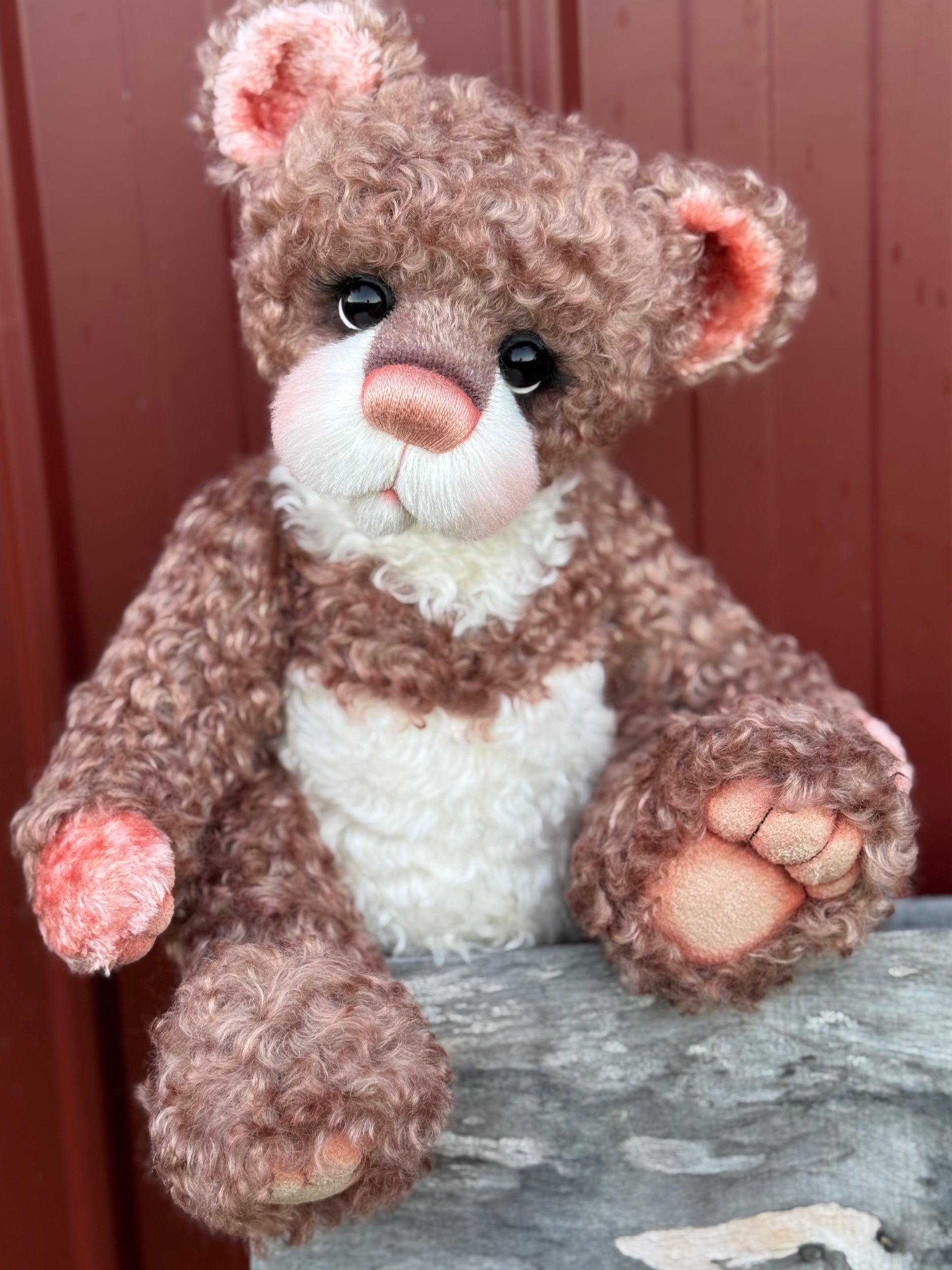 Daisy Nutmeg - 18" Chocolate and Peach Mohair EASTER Artist Bear by Emma's Bears - OOAK