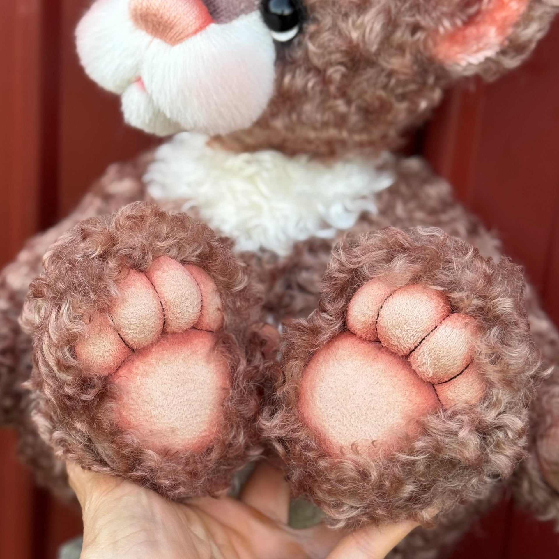 Daisy Nutmeg - 18" Chocolate and Peach Mohair EASTER Artist Bear by Emma's Bears - OOAK