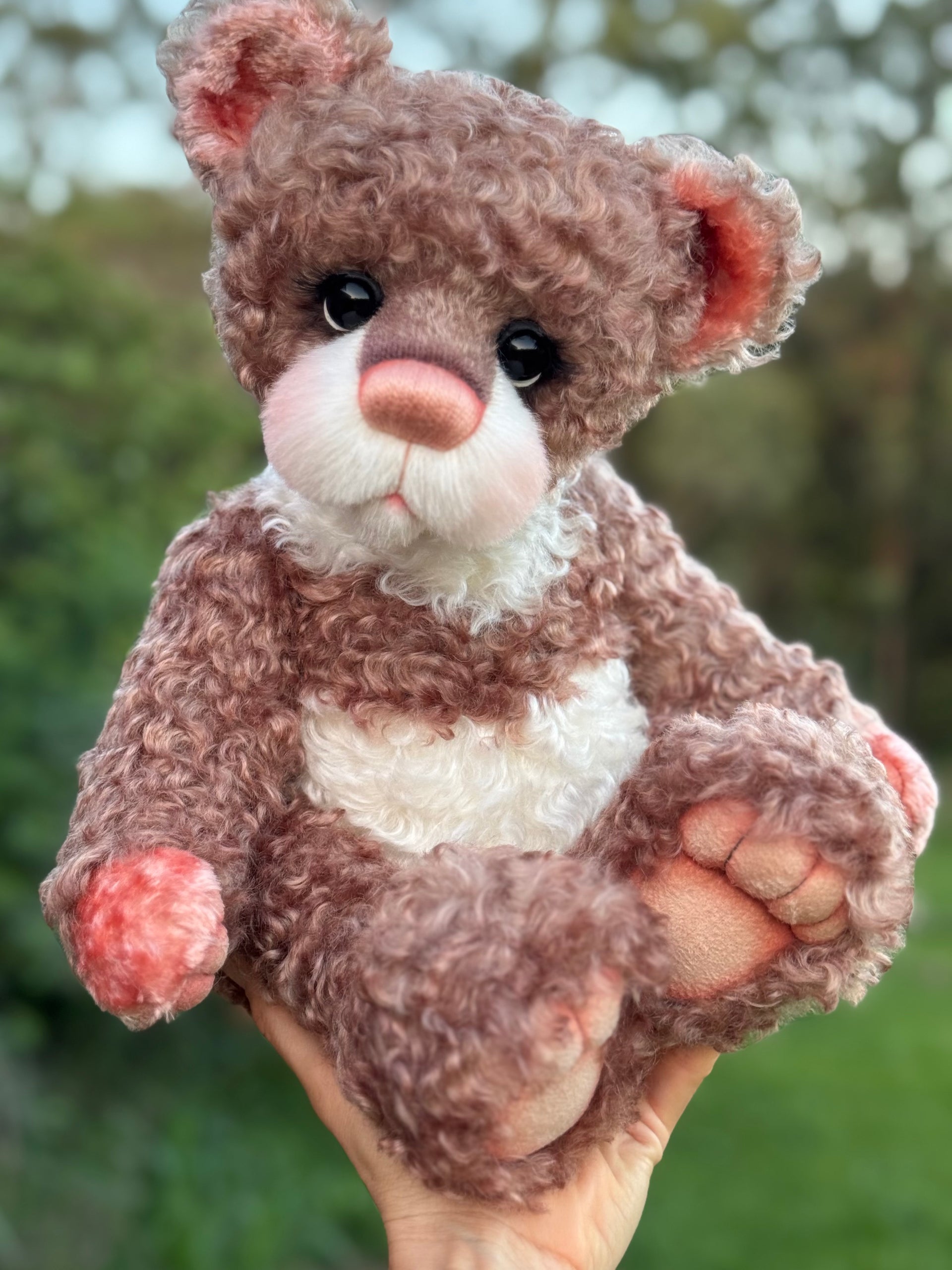 Daisy Nutmeg - 18" Chocolate and Peach Mohair EASTER Artist Bear by Emma's Bears - OOAK