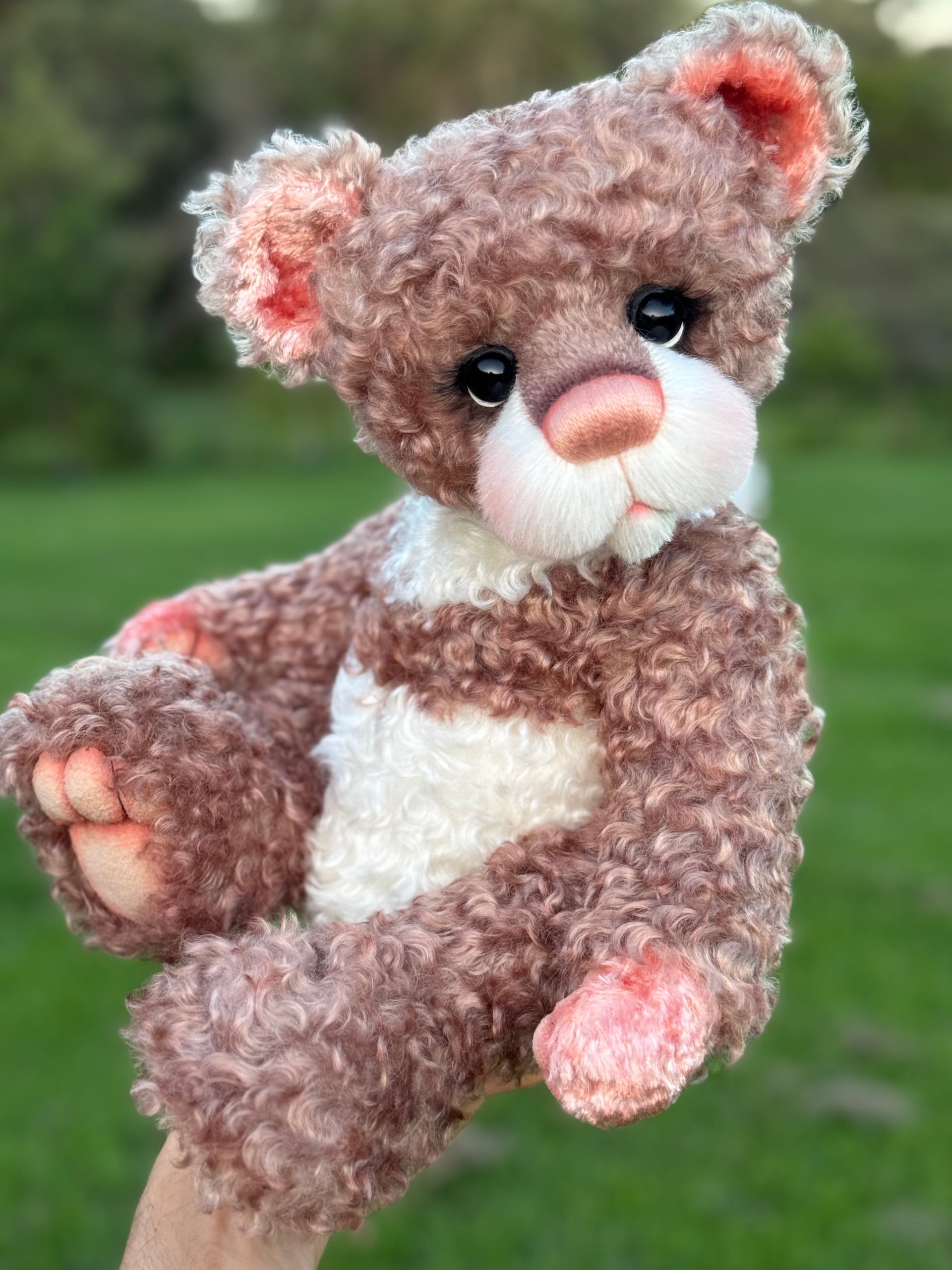 Daisy Nutmeg - 18" Chocolate and Peach Mohair EASTER Artist Bear by Emma's Bears - OOAK