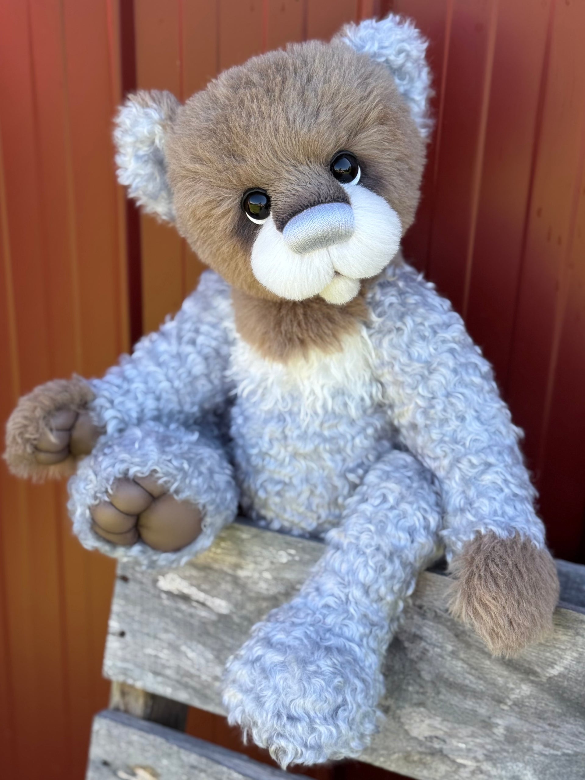 Pascal Rain - 21" Taupe and Silver Mohair and Alpaca EASTER Artist Bear by Emma's Bears - OOAK