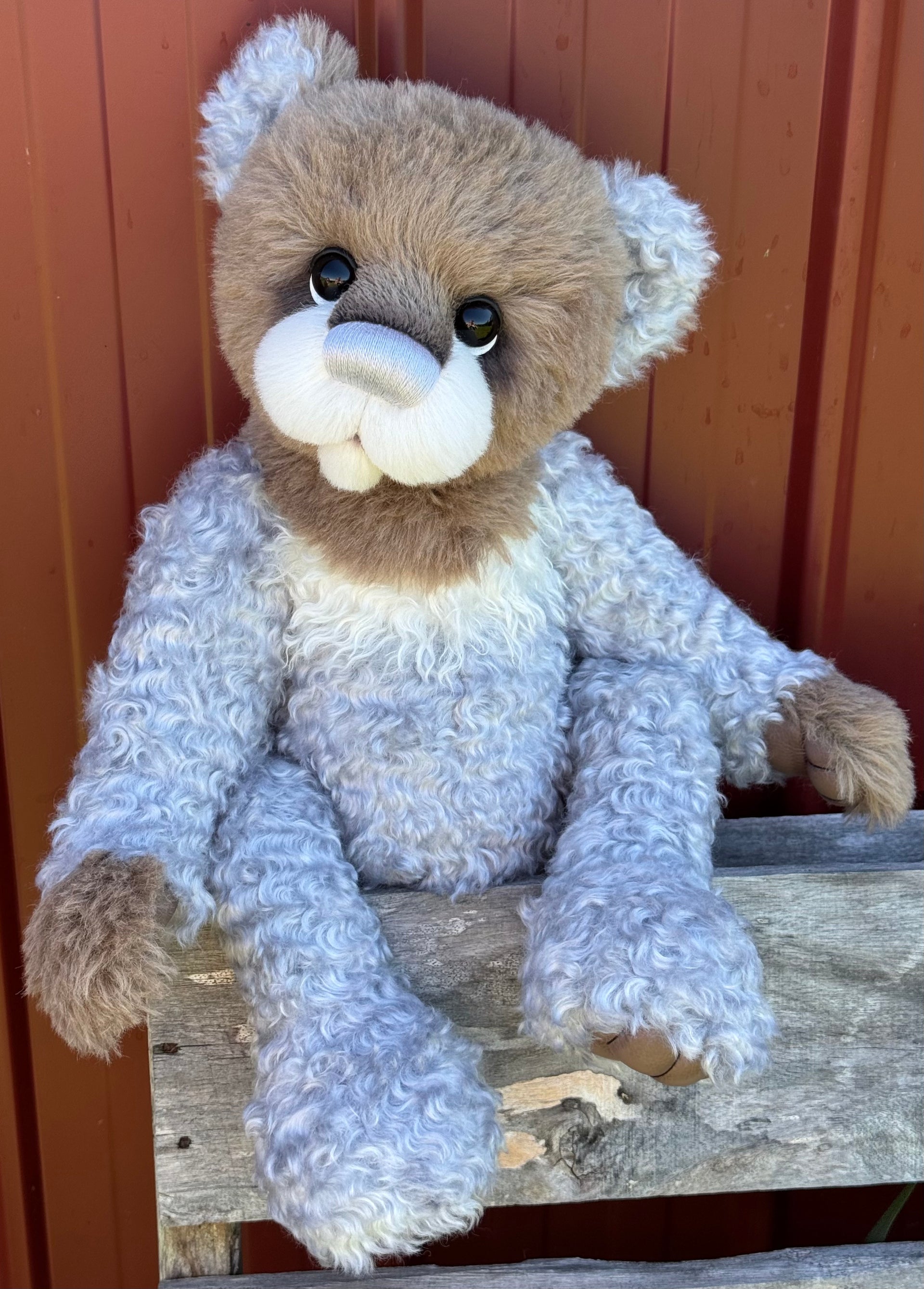 Pascal Rain - 21" Taupe and Silver Mohair and Alpaca EASTER Artist Bear by Emma's Bears - OOAK