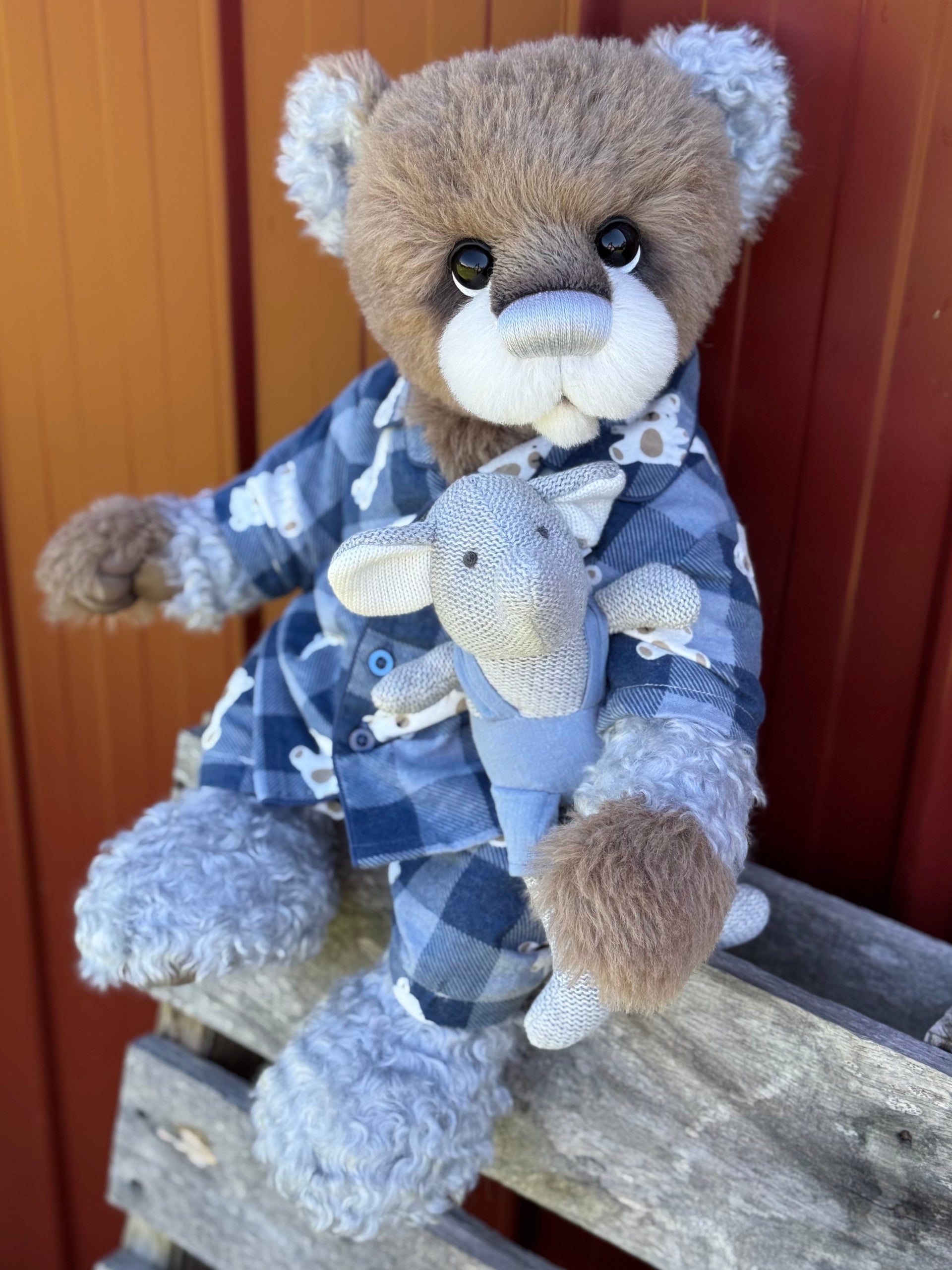 Pascal Rain - 21" Taupe and Silver Mohair and Alpaca EASTER Artist Bear by Emma's Bears - OOAK