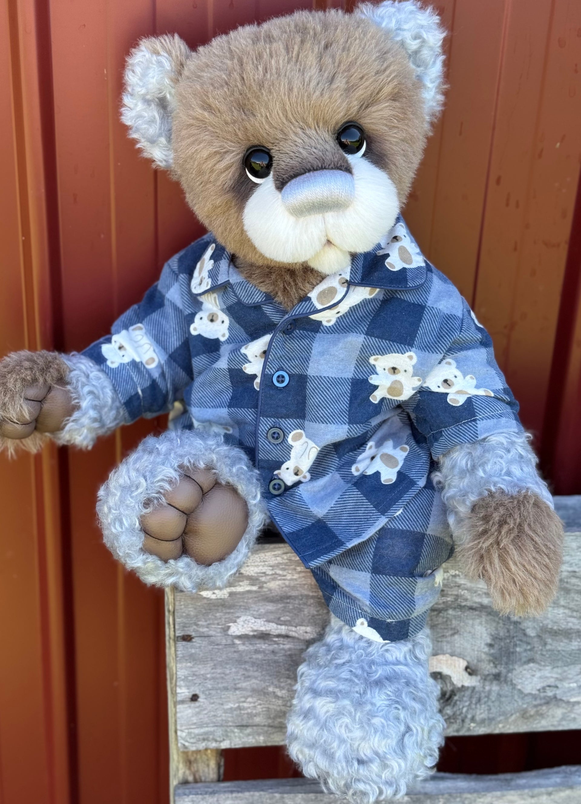 Pascal Rain - 21" Taupe and Silver Mohair and Alpaca EASTER Artist Bear by Emma's Bears - OOAK