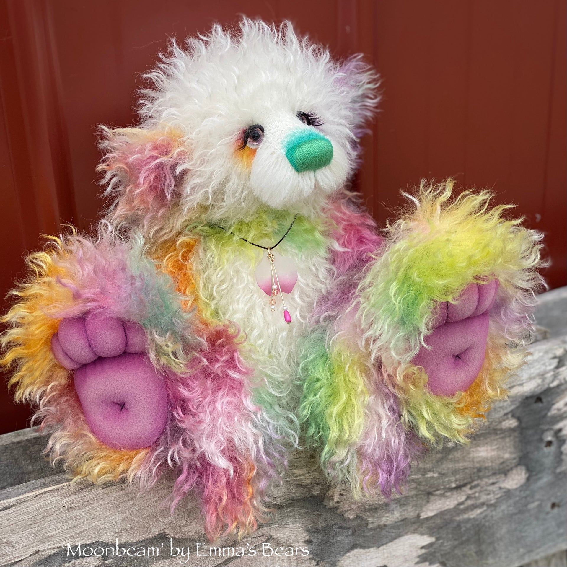 Moonbeam - 13" Hand-Dyed Curlylocks Mohair Bear by Emma's Bears - OOAK