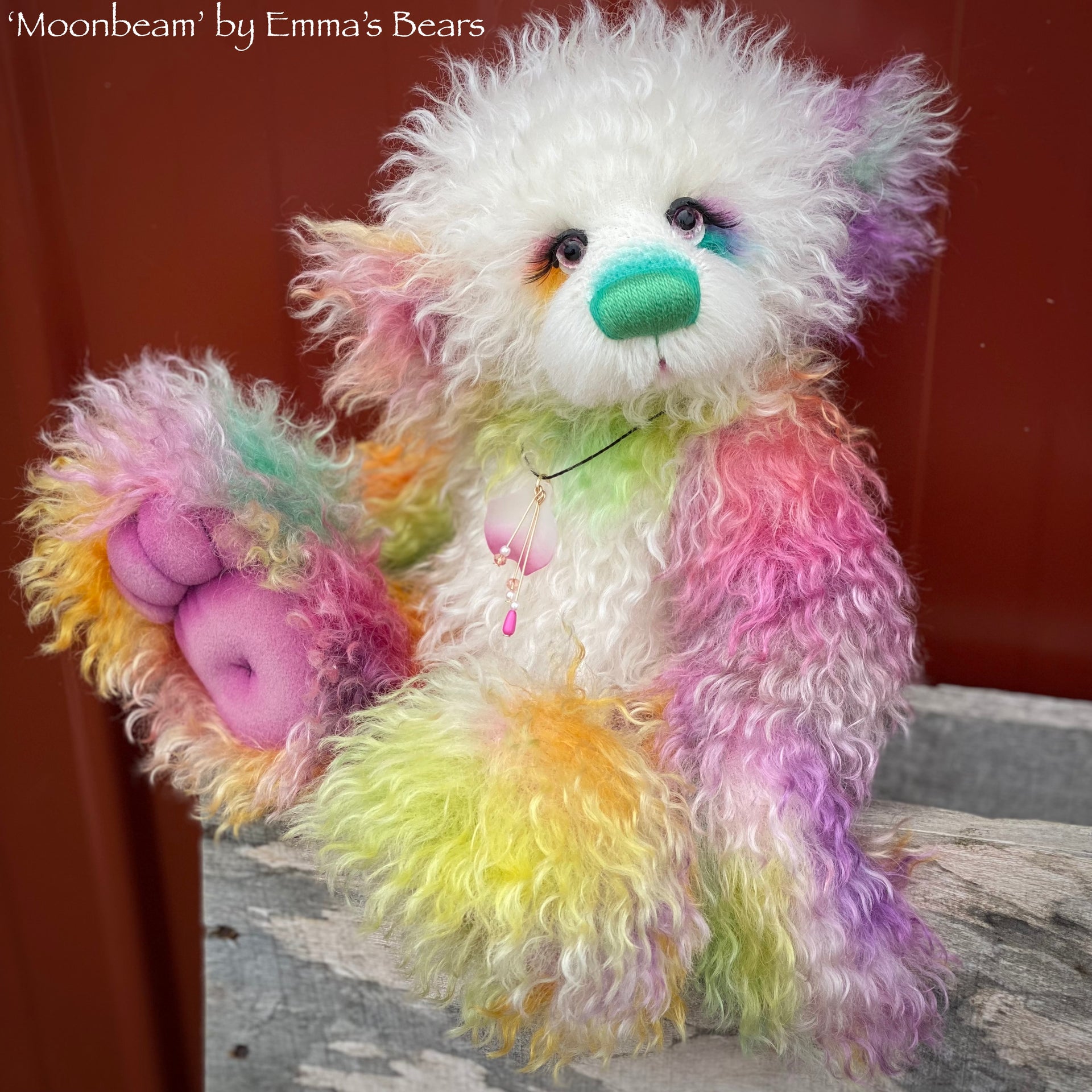 Moonbeam - 13" Hand-Dyed Curlylocks Mohair Bear by Emma's Bears - OOAK