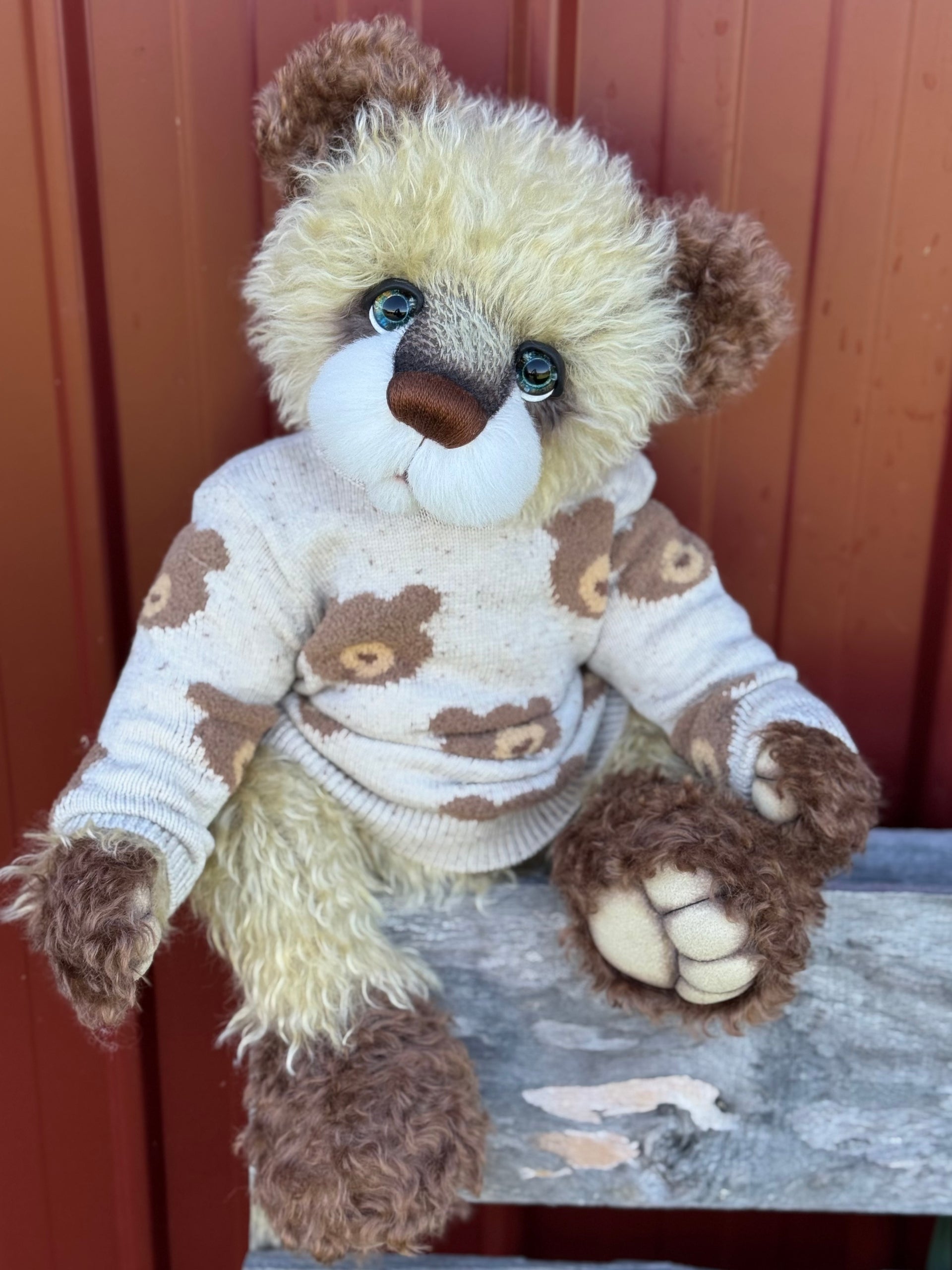 Hunter Coco - 21" Chocolate and Blonde Mohair EASTER Artist Bear by Emma's Bears - OOAK