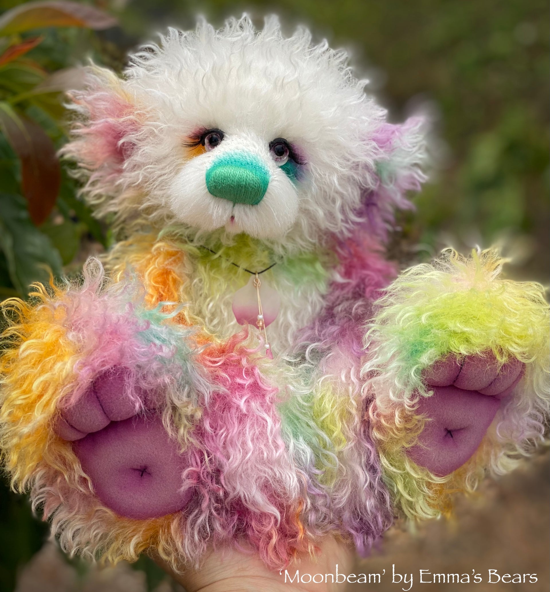 Moonbeam - 13" Hand-Dyed Curlylocks Mohair Bear by Emma's Bears - OOAK