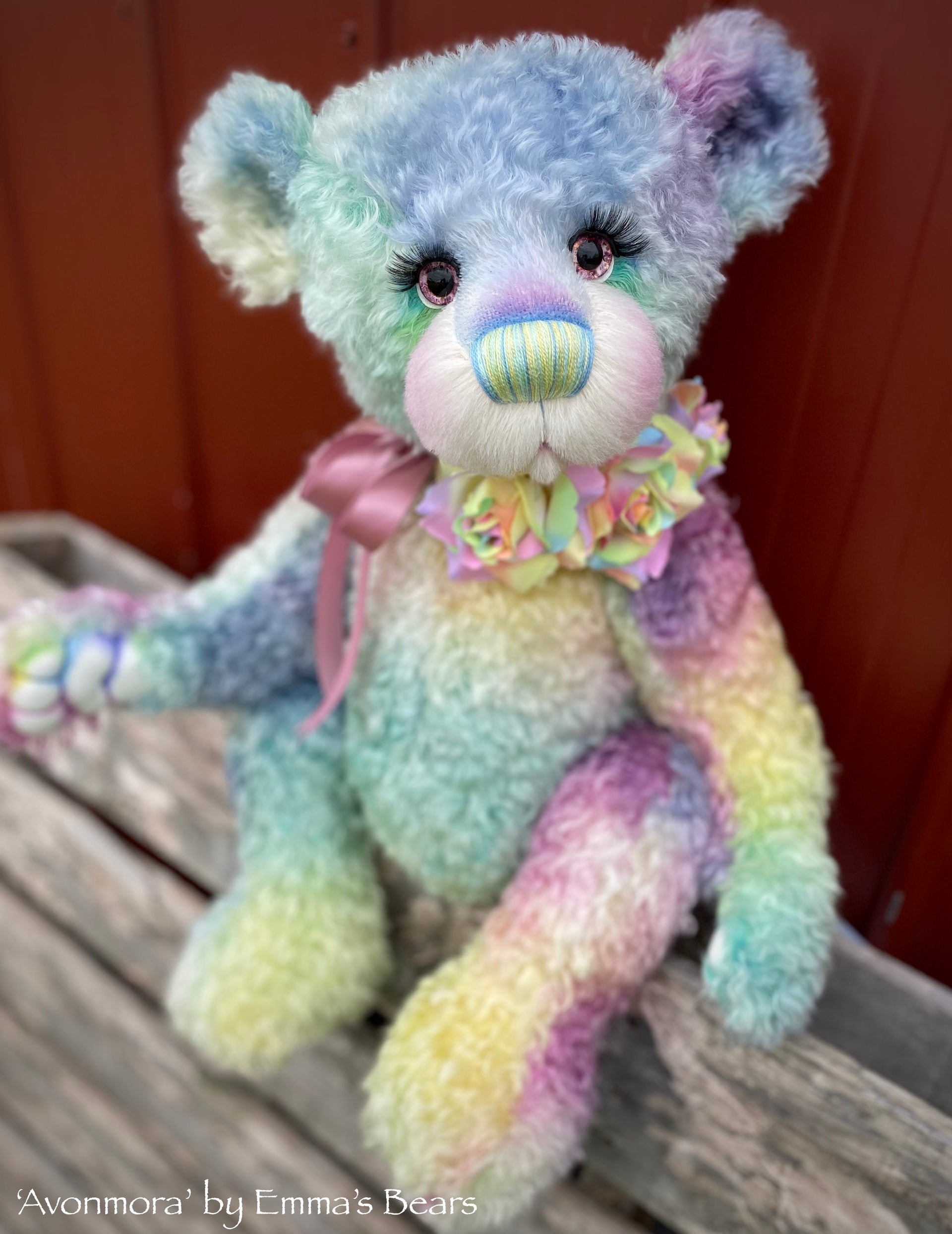 Avonmora - 23" Hand Dyed Curly Kid Mohair Artist Bear by Emma's Bears - OOAK