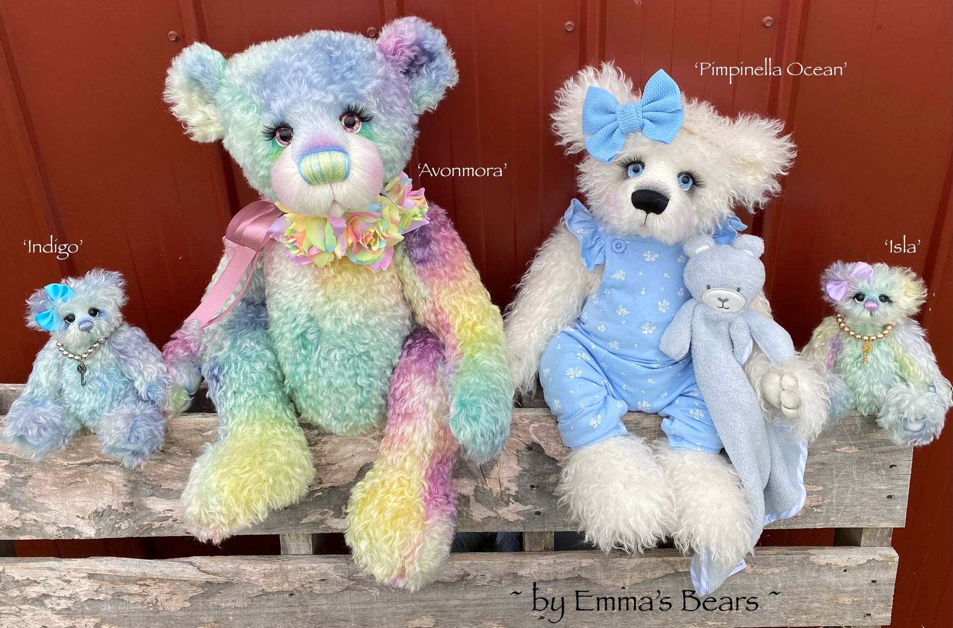 Indigo - 8" Hand Dyed Curly Kid Mohair Artist Bear by Emma's Bears - OOAK