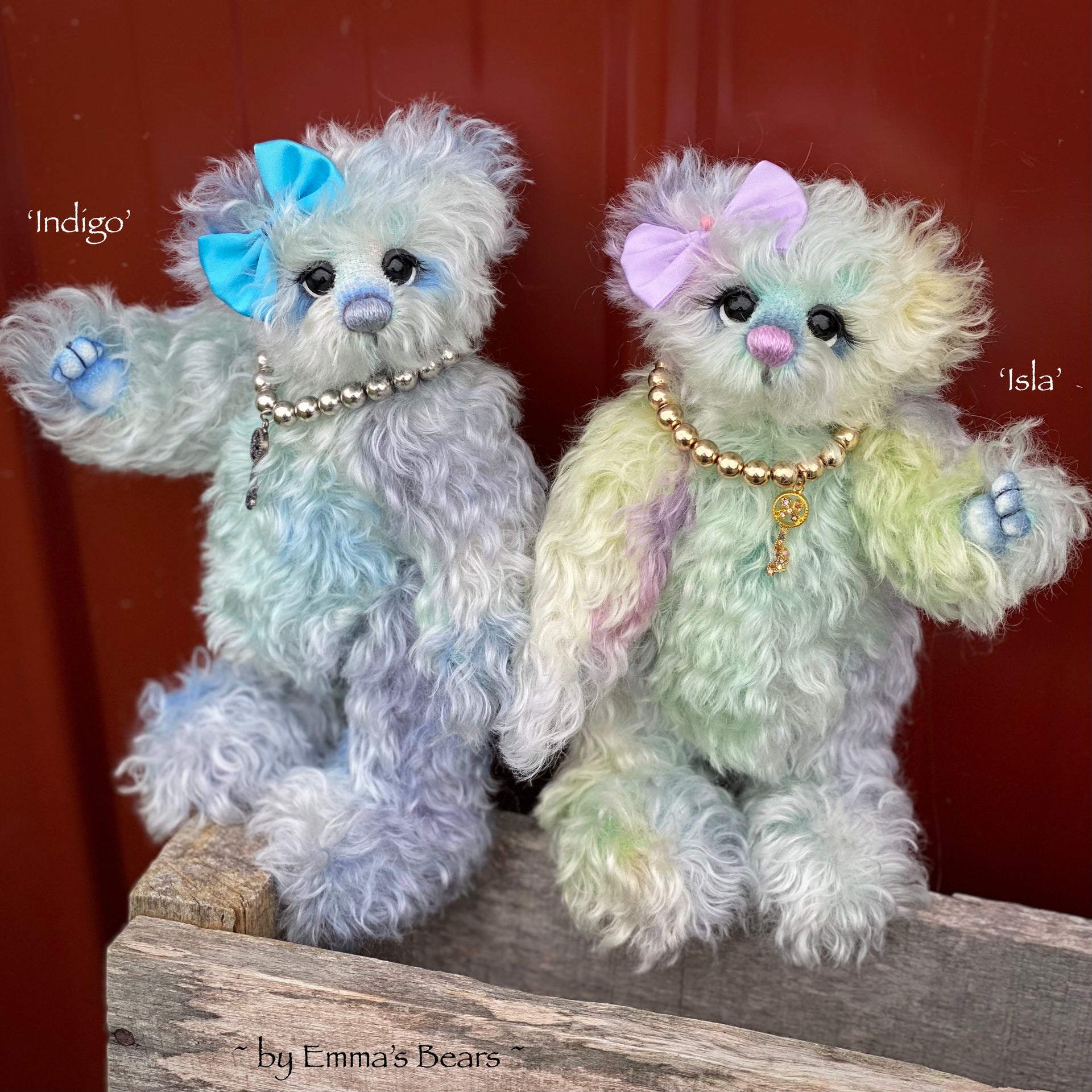 Isla - 8" Hand Dyed Curly Kid Mohair Artist Bear by Emma's Bears - OOAK