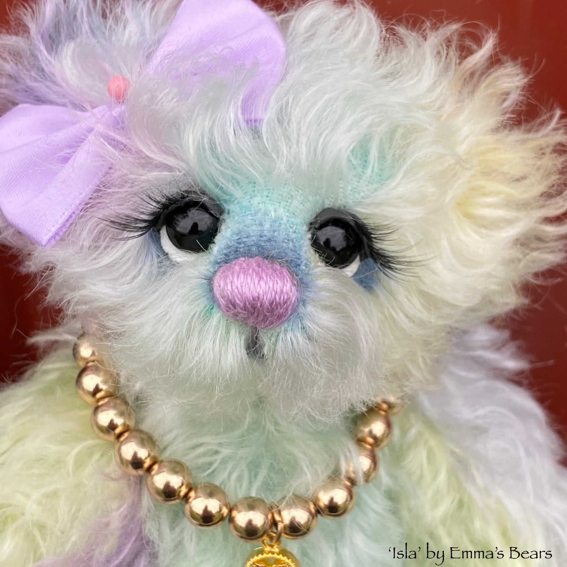 Isla - 8" Hand Dyed Curly Kid Mohair Artist Bear by Emma's Bears - OOAK