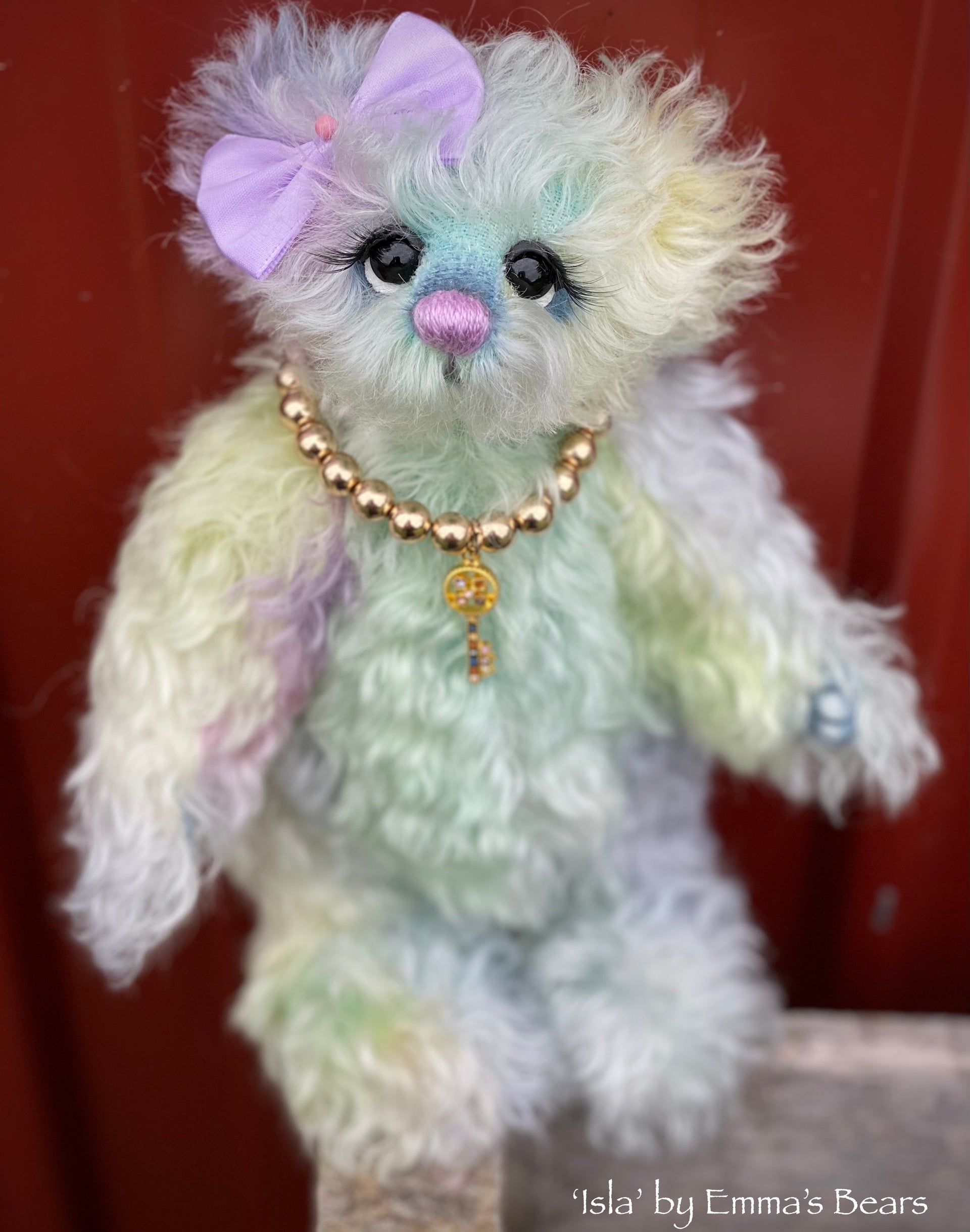 Isla - 8" Hand Dyed Curly Kid Mohair Artist Bear by Emma's Bears - OOAK