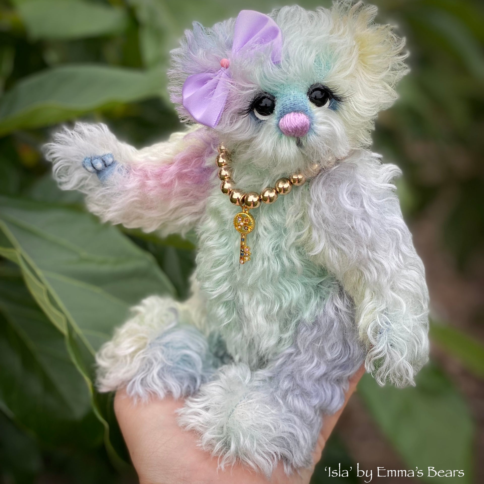 Isla - 8" Hand Dyed Curly Kid Mohair Artist Bear by Emma's Bears - OOAK