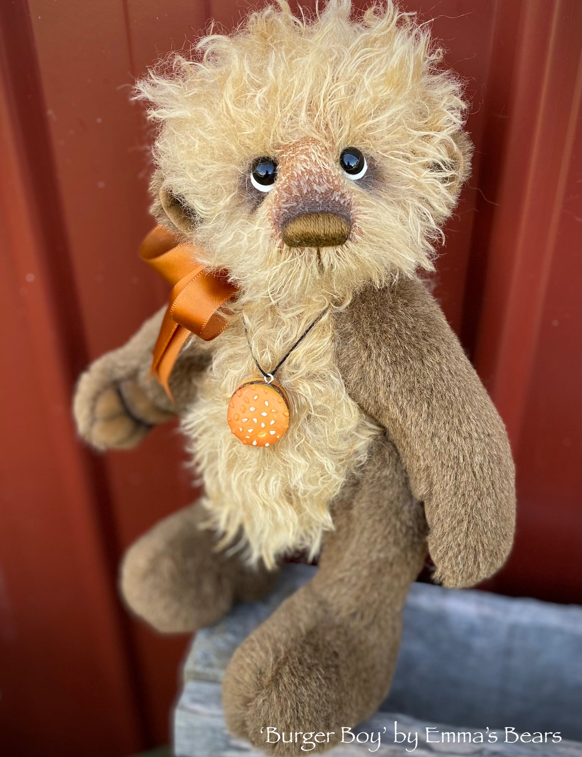 Burger Boy - 11" Shaggy mohair and alpaca bear by Emma's Bears - OOAK