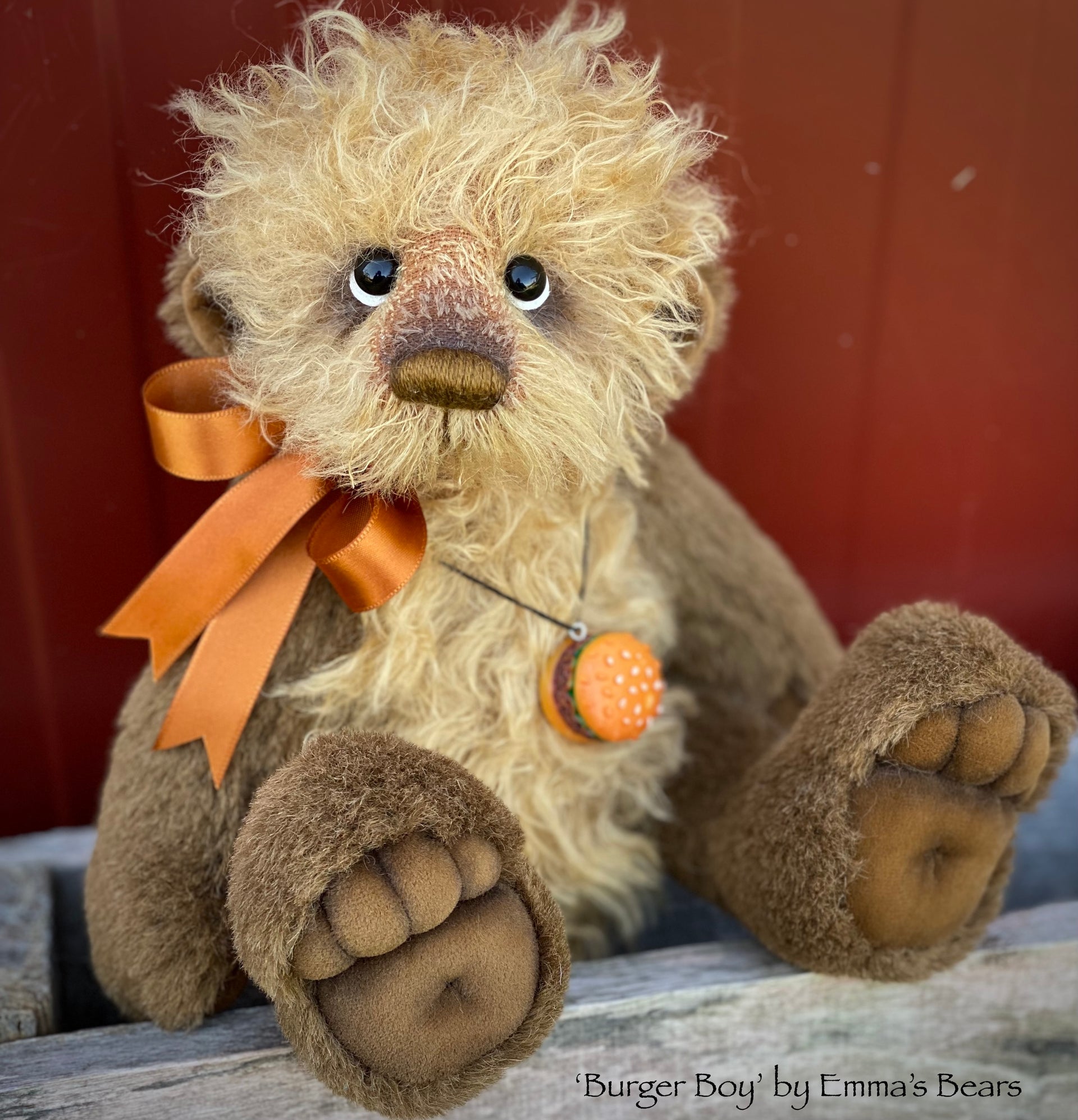 Burger Boy - 11" Shaggy mohair and alpaca bear by Emma's Bears - OOAK