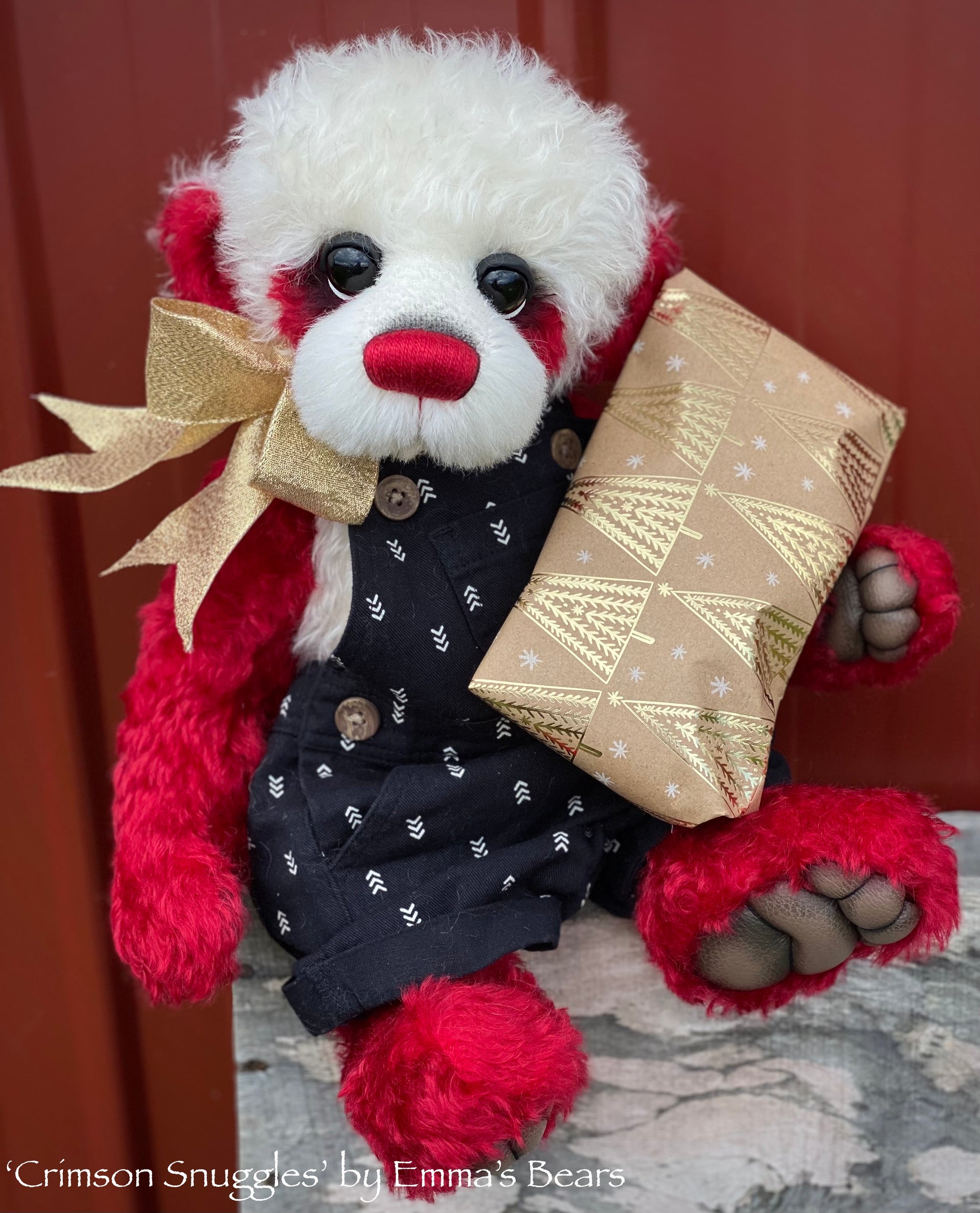 Crimson Snuggles - 17" Christmas 2023 Artist Bear by Emma's Bears - OOAK