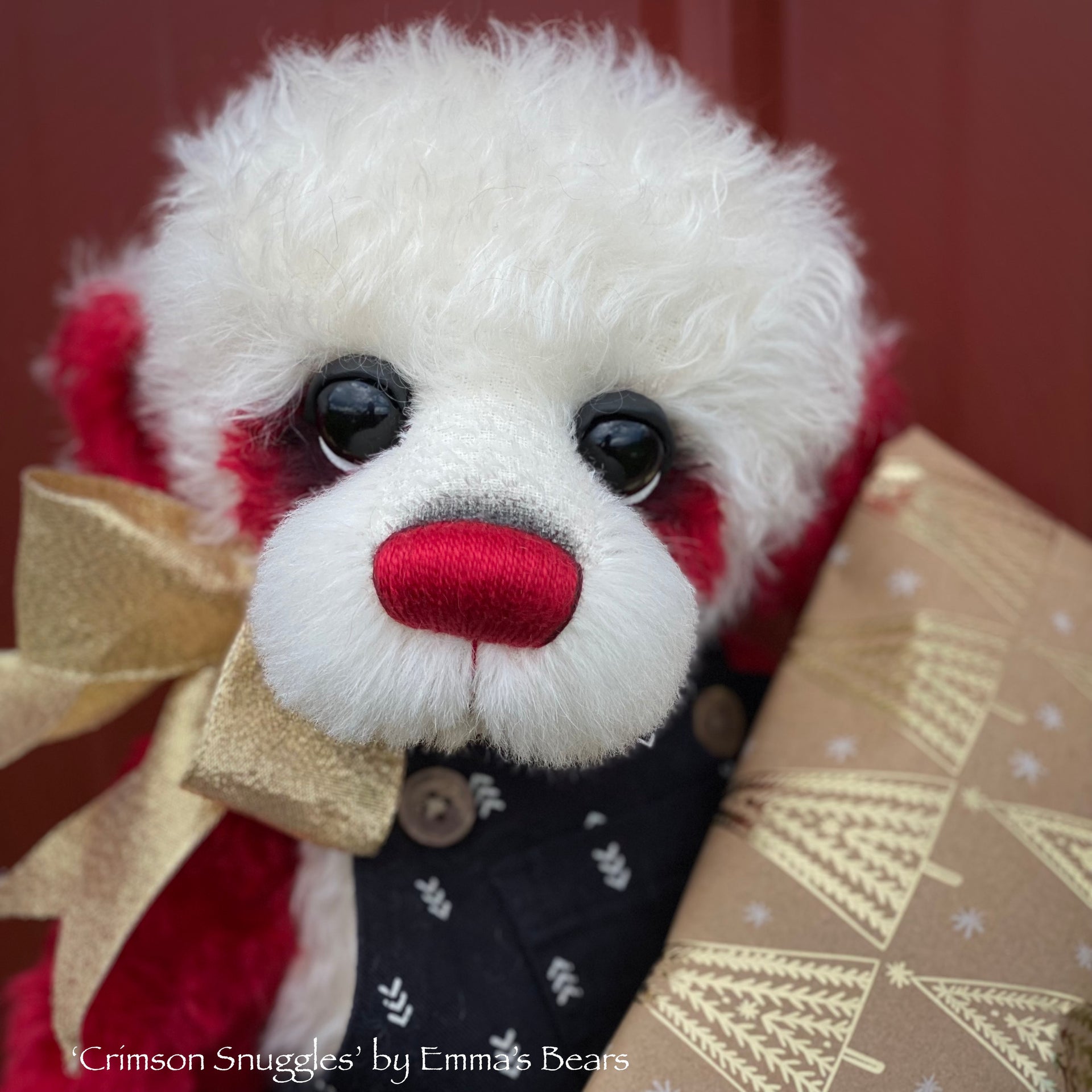 Crimson Snuggles - 17" Christmas 2023 Artist Bear by Emma's Bears - OOAK