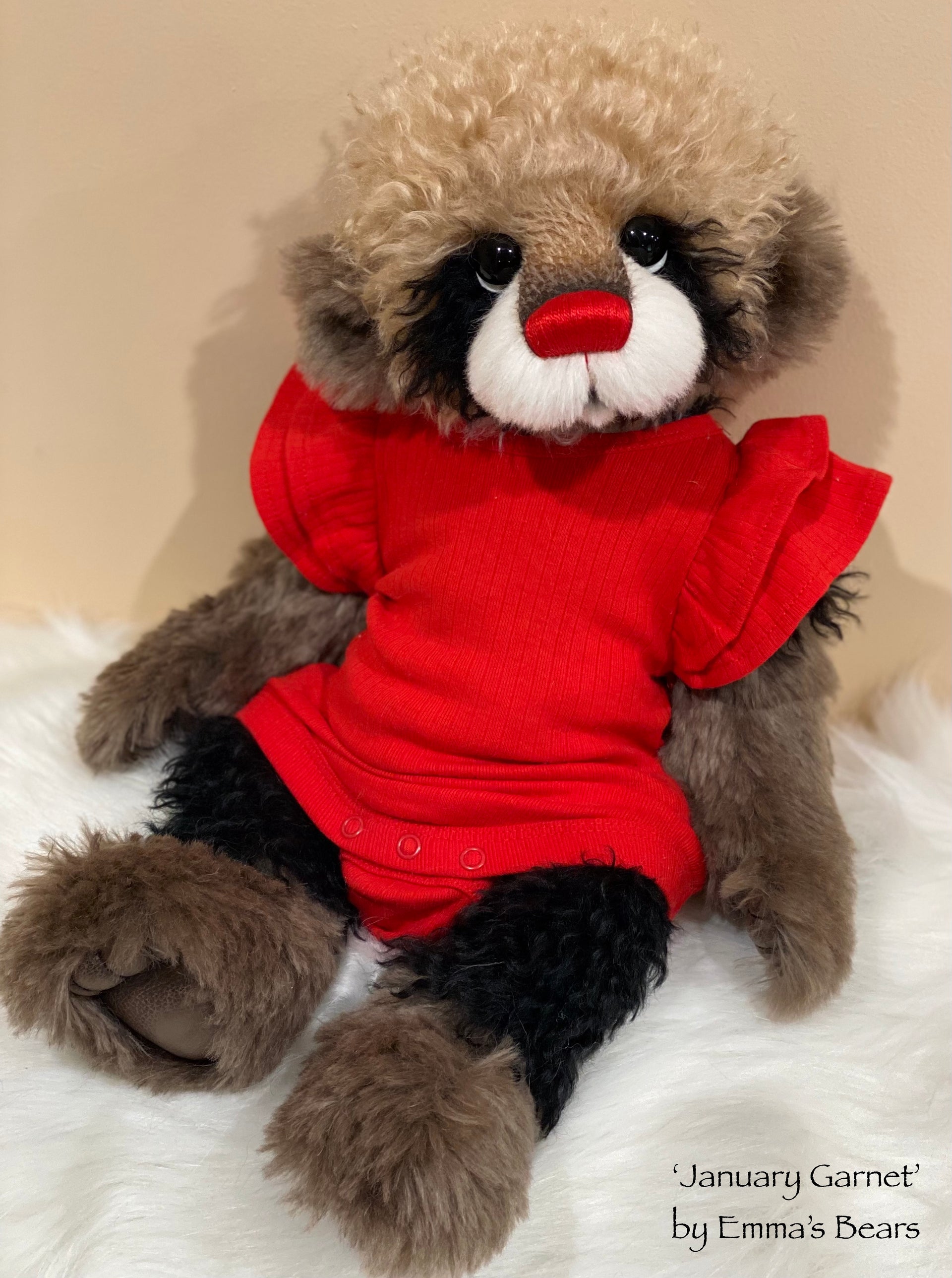 January Garnet - 18" Christmas 2023 Artist Bear by Emma's Bears - OOAK