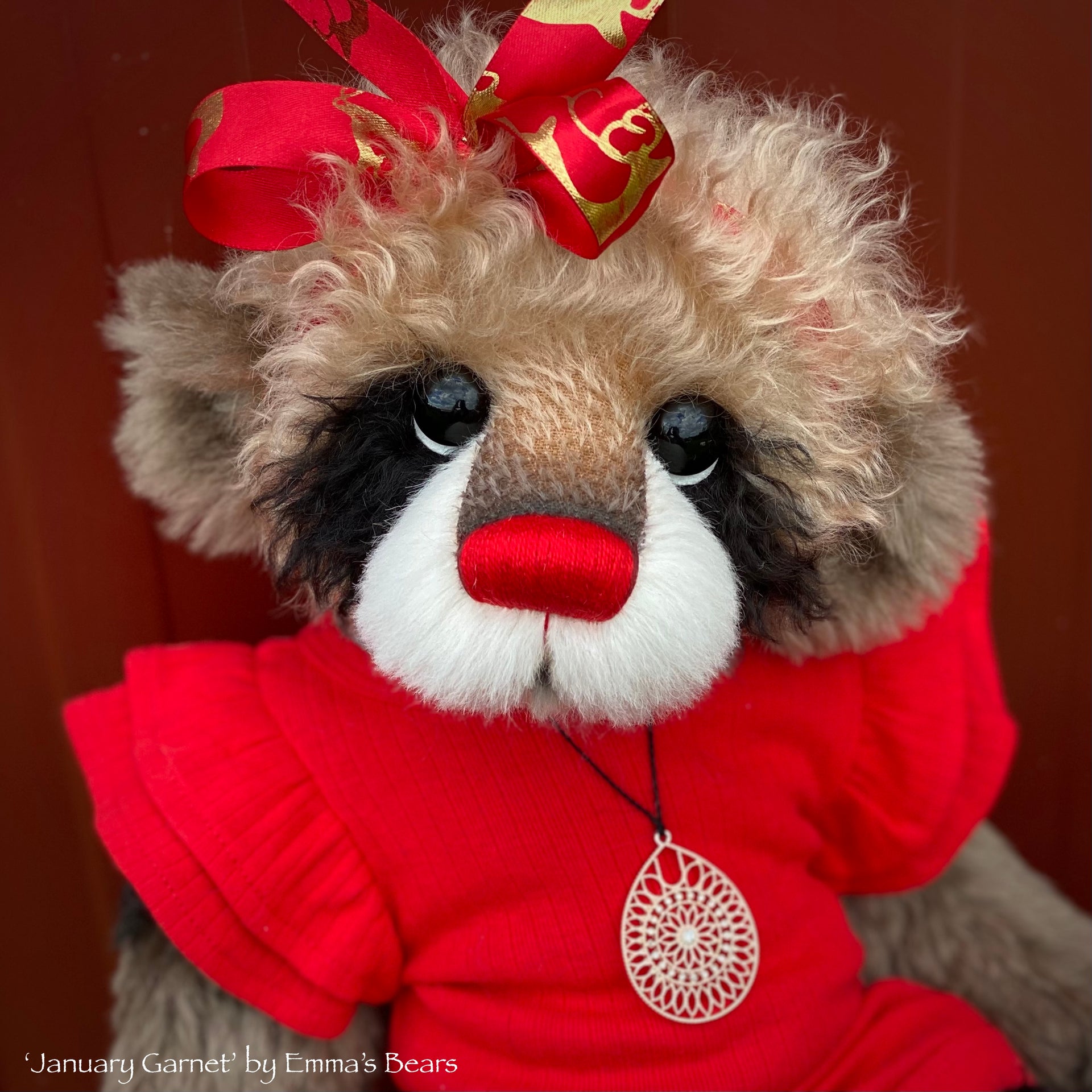 January Garnet - 18" Christmas 2023 Artist Bear by Emma's Bears - OOAK