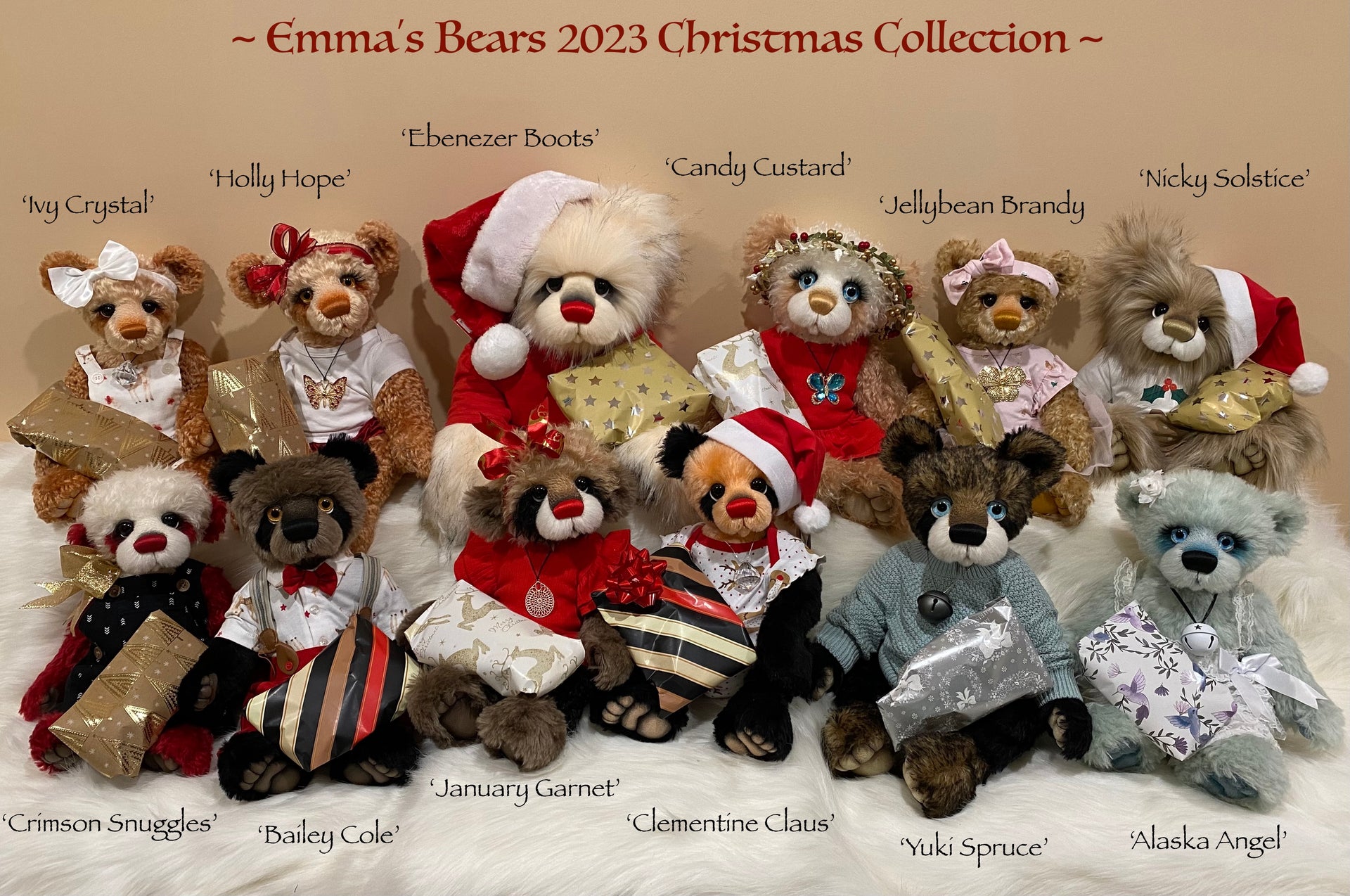 January Garnet - 18" Christmas 2023 Artist Bear by Emma's Bears - OOAK