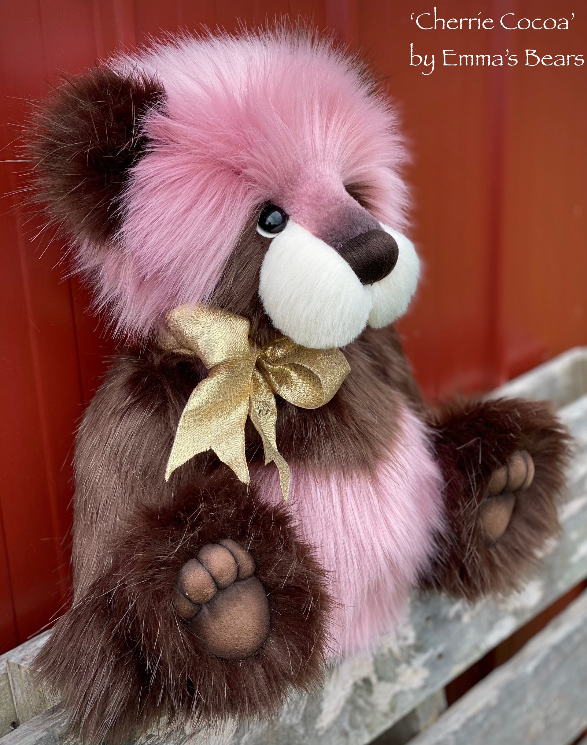 Cherrie Cocoa - 17" faux fur bear by Emmas Bears - OOAK